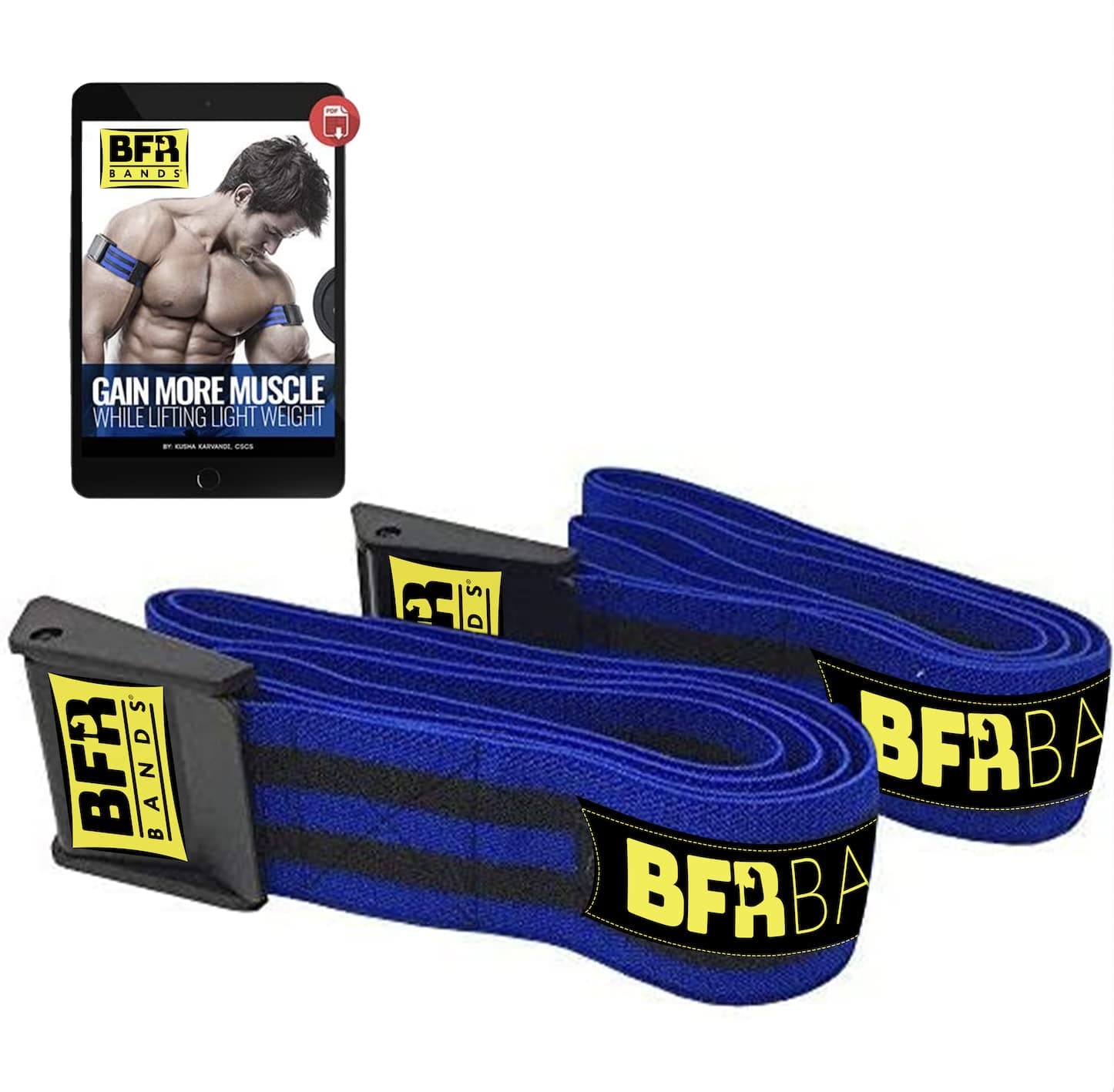 PRO Blood Flow Restriction Bands for Arms, Legs & Glutes Occlusion Training, Help Gain Muscle Without Heavy Weight Lifting, Quick-Release Strong Elastic Strap for Men & Women