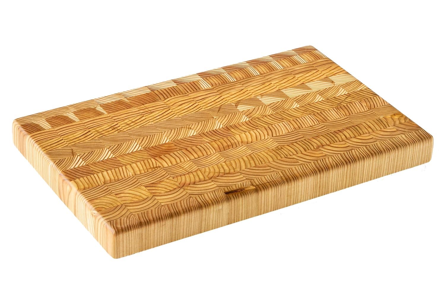 Larch Wood Canada End Grain One Hander Large Cutting Board, Standard Line, Handcrafted for Professional Chefs & Home Cooking, 15" x 9-1/2" x 1-1/4"