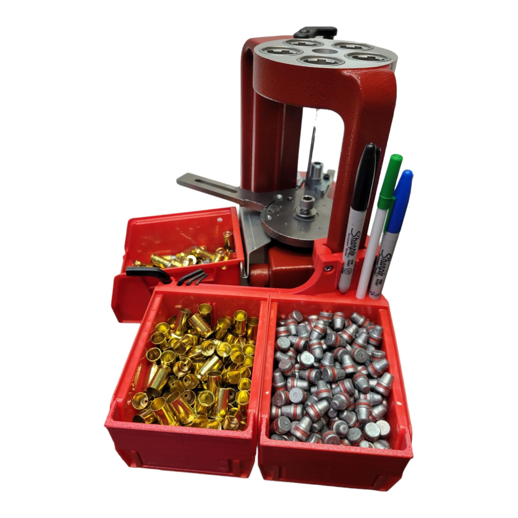 Double Accessory Bin Mount 3D Printed for The Hornady Lock-N-Load AP Reloading Press by 3DReloading