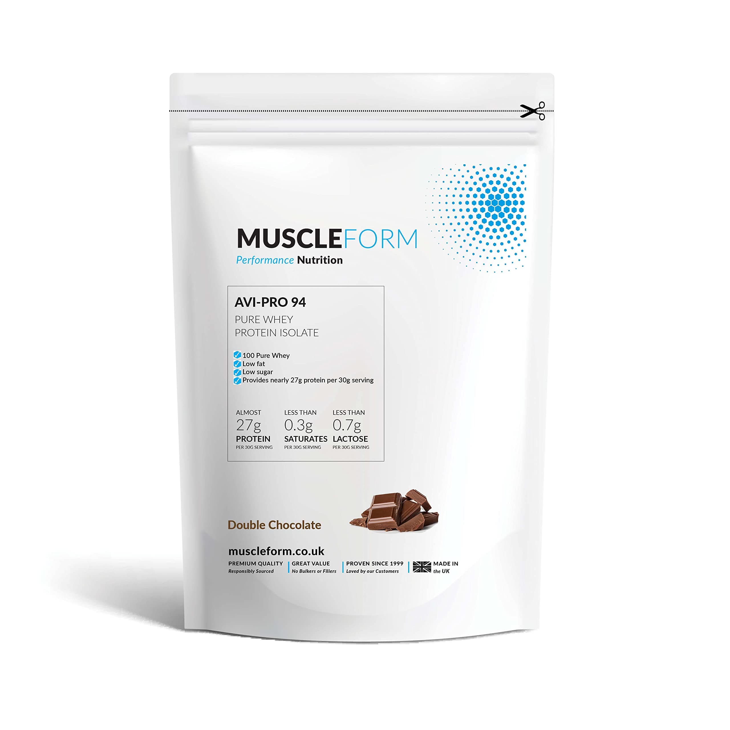 Muscleform Avi-Pro 94 Pure Whey Protein Isolate 94% 2kg Re-Sealable Pouch - Fast Delivery - Double Chocolate | Free Express Delivery