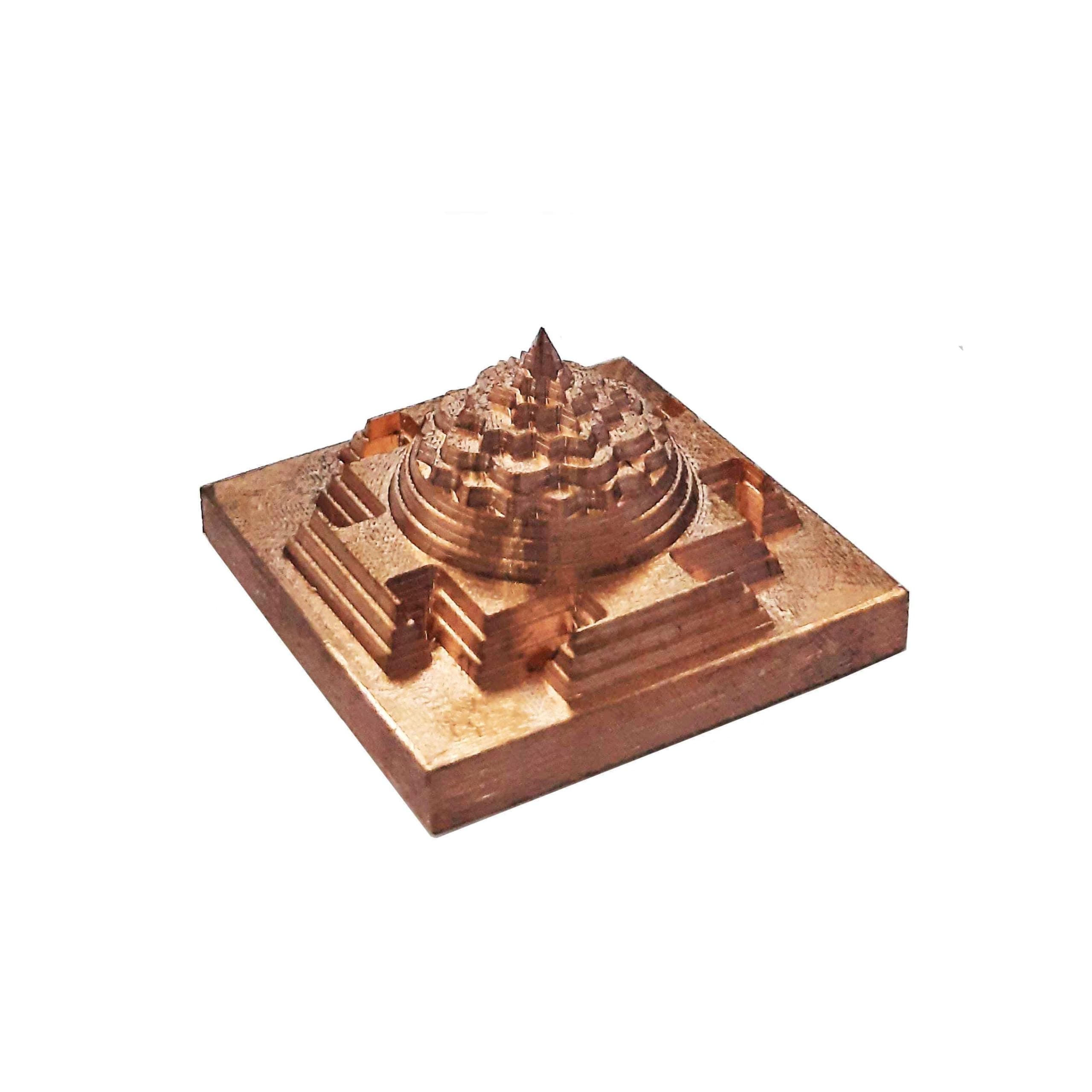 ishaSpirituals Pure Copper Maha Meru Shree Yantra Solid for Puja Use at Home/Maha Meru Shri Yantra 3D Meru Sri Yantra with Copper and Accurate Cutting (Small)