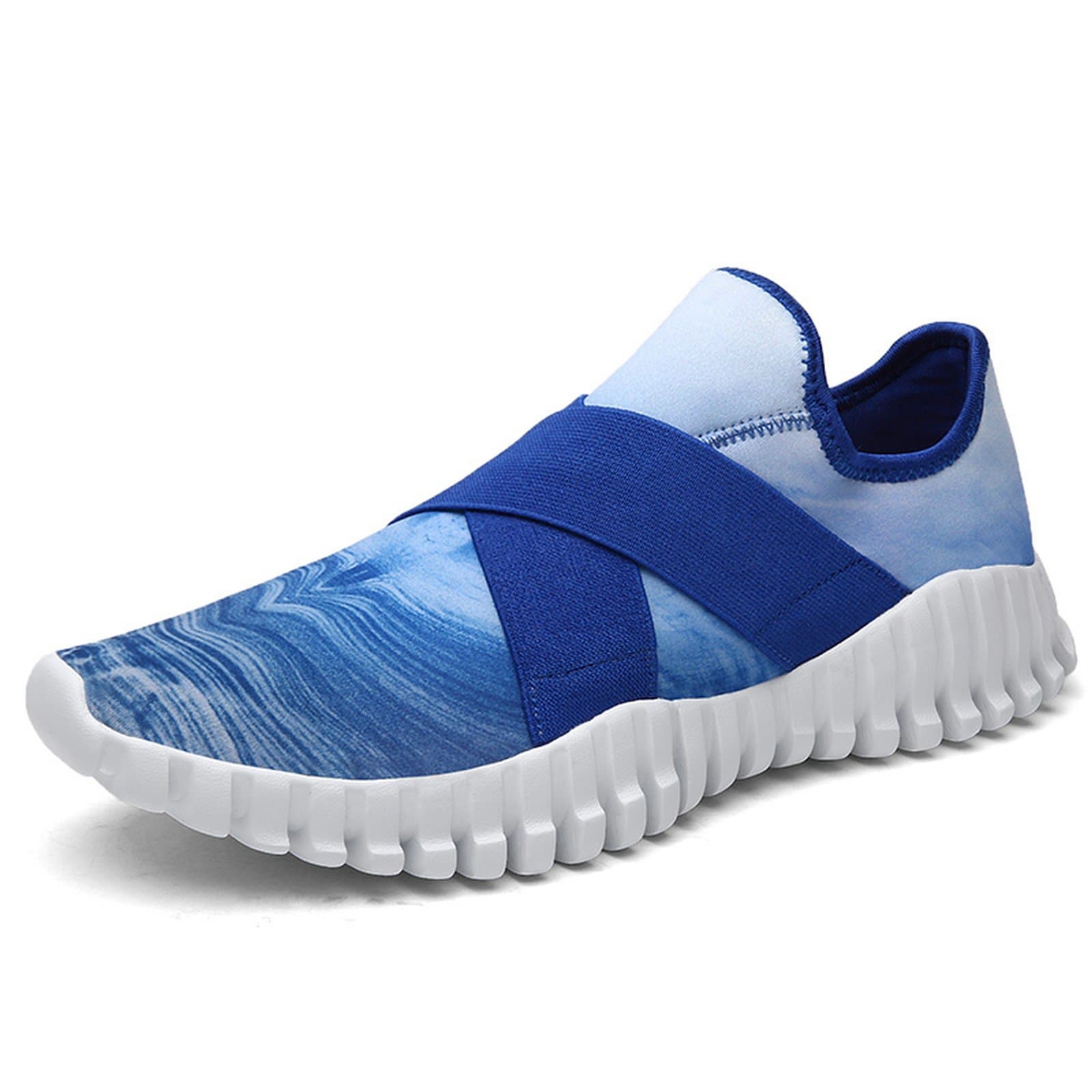 Tanly Women's Flex Comfort Slip On Walking Shoes Lightweight Fashion Sport Running Sneakers Blue,9 B(M) US