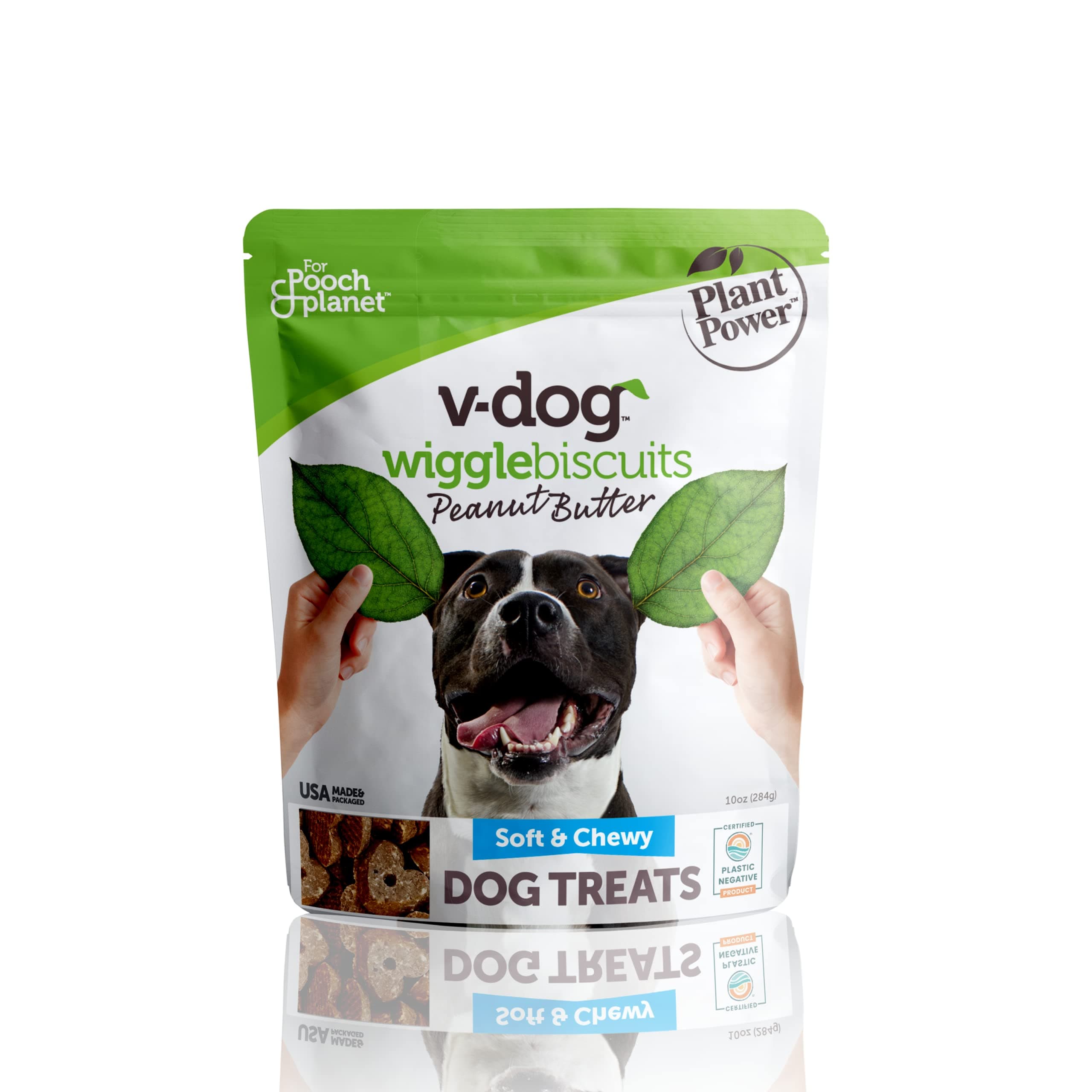 V-dog Soft and Chewy Vegan Wiggle Dog Biscuits - Dog Training Treats - Small, Medium and Large Breeds - Natural Peanut Butter Flavor Superfoods - 10 Ounce - All Natural - Made in The USA