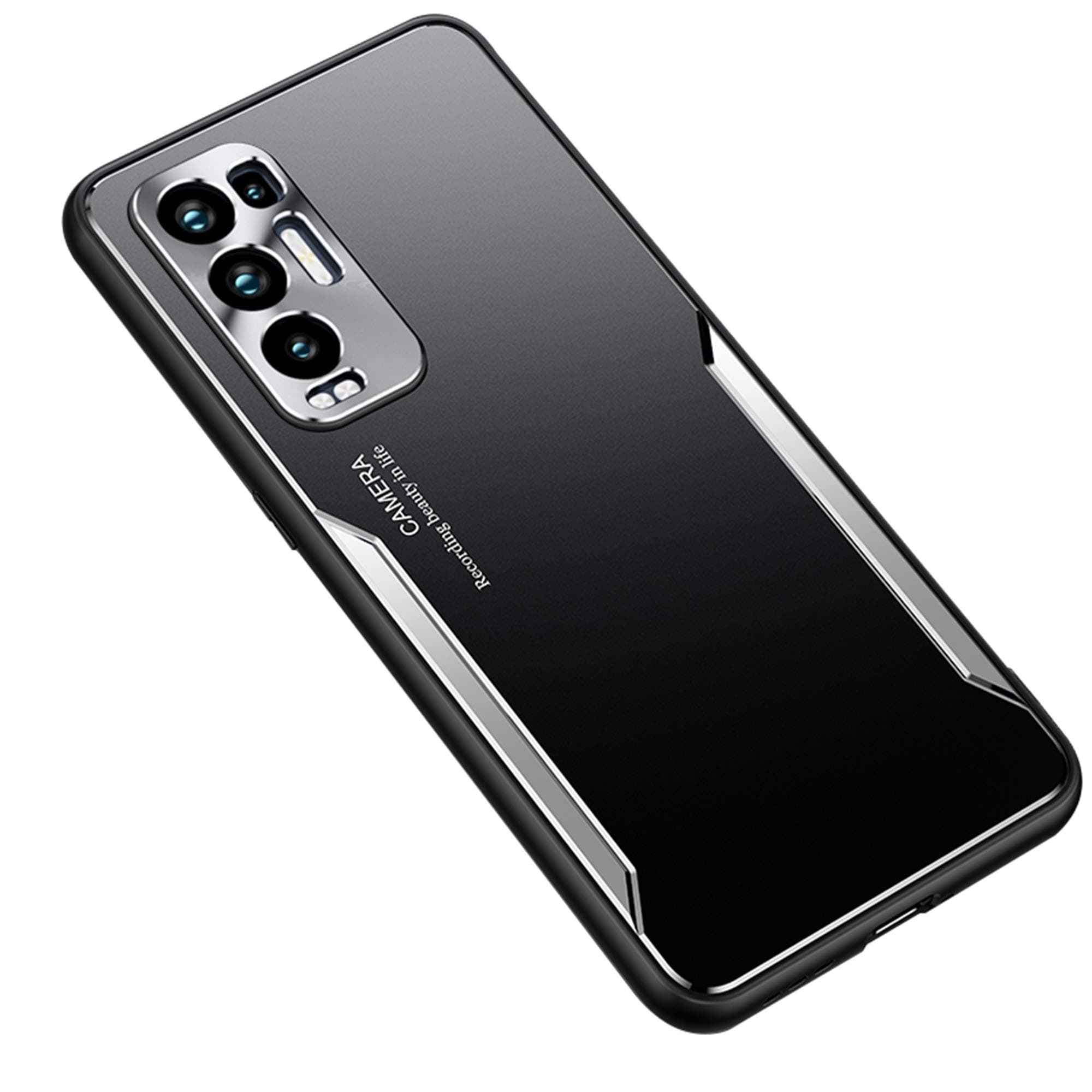 Case for Oppo Find X3 Neo [Heavy Duty] Armor Aluminum Metal Shockproof Bumper Case, Soft Silicone Military Hybrid Hard Cover for Oppo Find X3 Neo, Silver