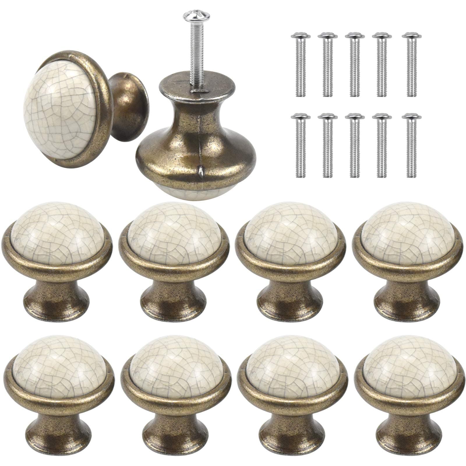 Vintage 10PCS Ceramic Round Drawer Knobs, Shabby Chic, 33MM, Kitchen Cabinet & Cupboard Pull Handles