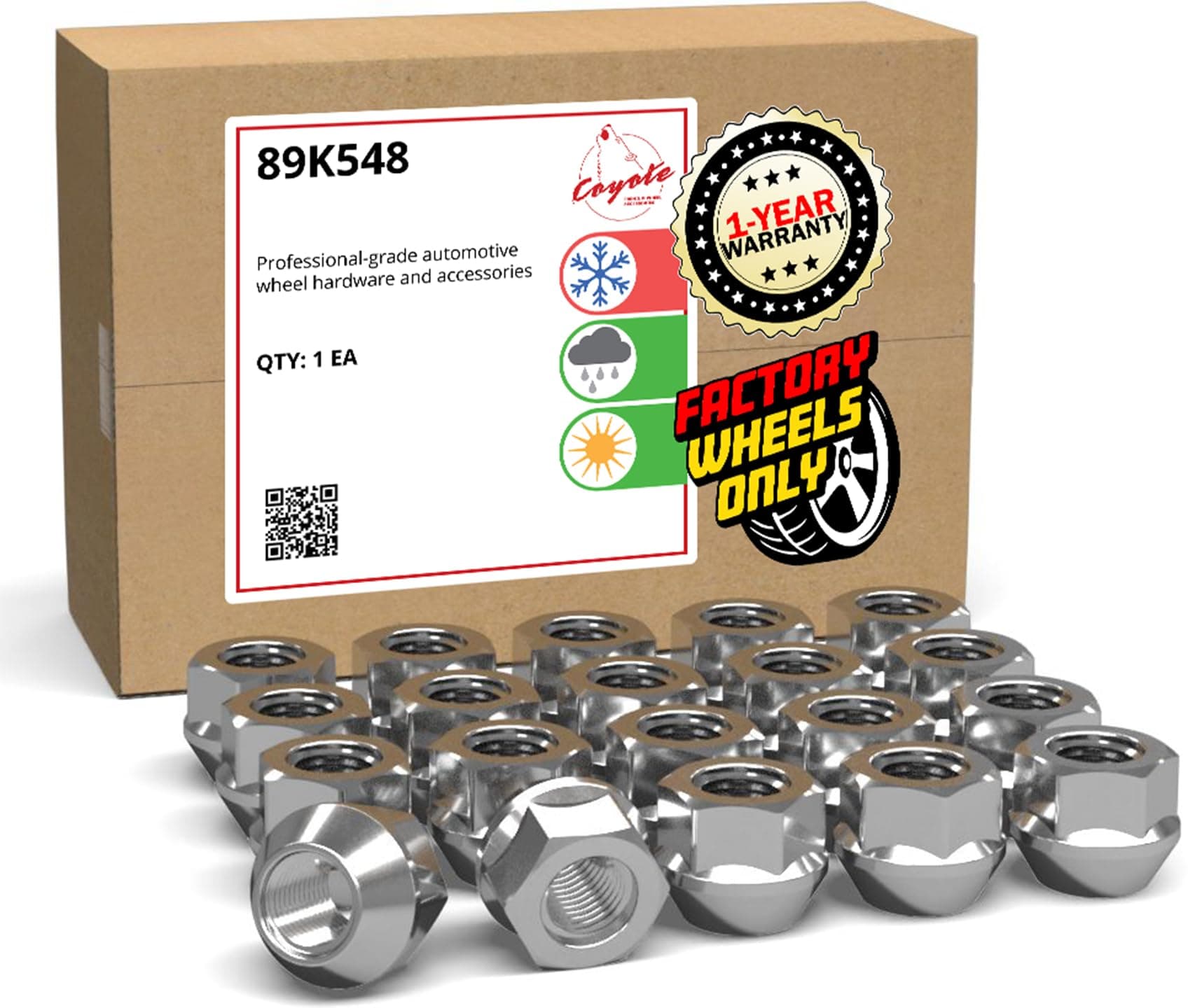 Wheel Accessories Parts 20 Pcs M14x1.5 14x1.5 Thread 0.8" Long Open End Bulge Acorn Lug Nuts Zinc 7/8" 22mm Hex Fits Jeep Wrangler Gladiator | Ram 1500 1500 Classic
