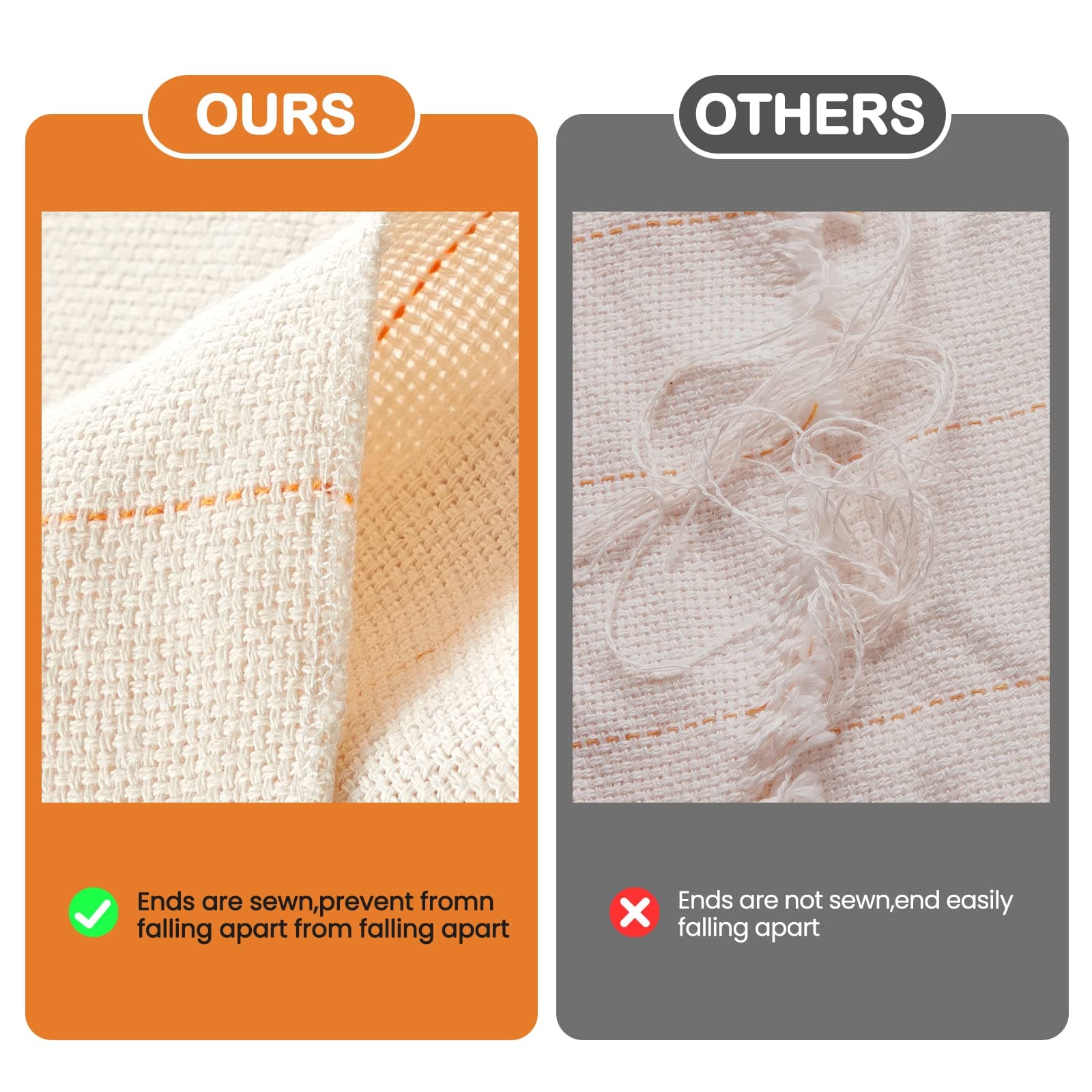 Tufting Cloth 215×200CM, Riiai Primary Tufting Cloth Durable and Stretches Well On The Frame, Monk Cloth with Mark Lines and Sewn Edges, Perfect for Rug Tufting Gun and Rug Punch Needle (TFC002)