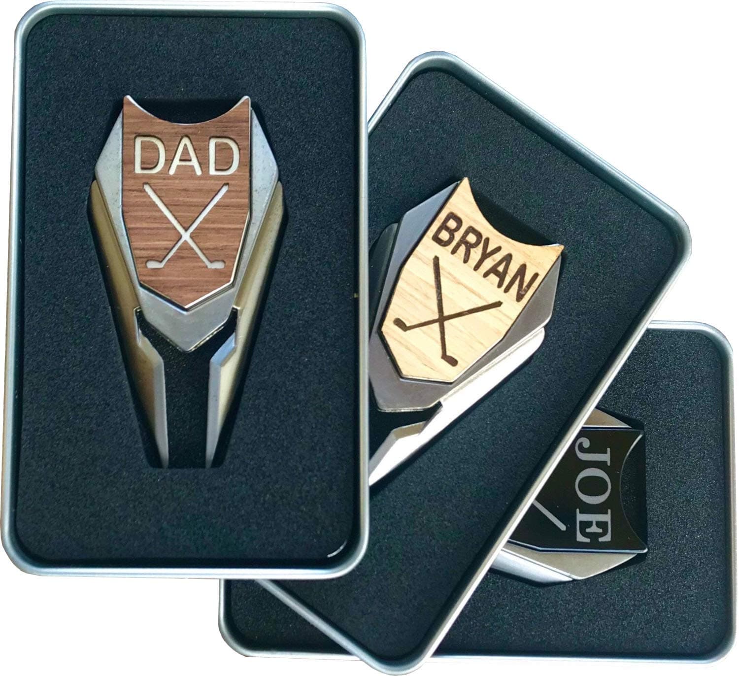 Personalized Golf Divot Tool & Wooden Ball Marker Set – Custom Name Gift for Golfers – Father's Day Gift, Golf Accessories for Him