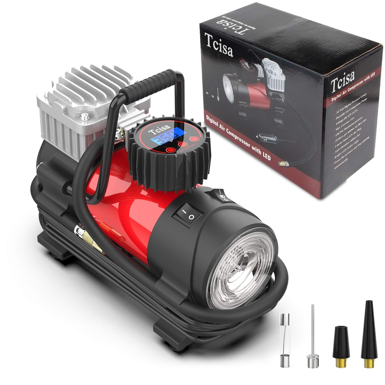 DC Portable Air Compressor Pump - Upgraded Digital Tire Inflator with Gauge 140W 150 PSI