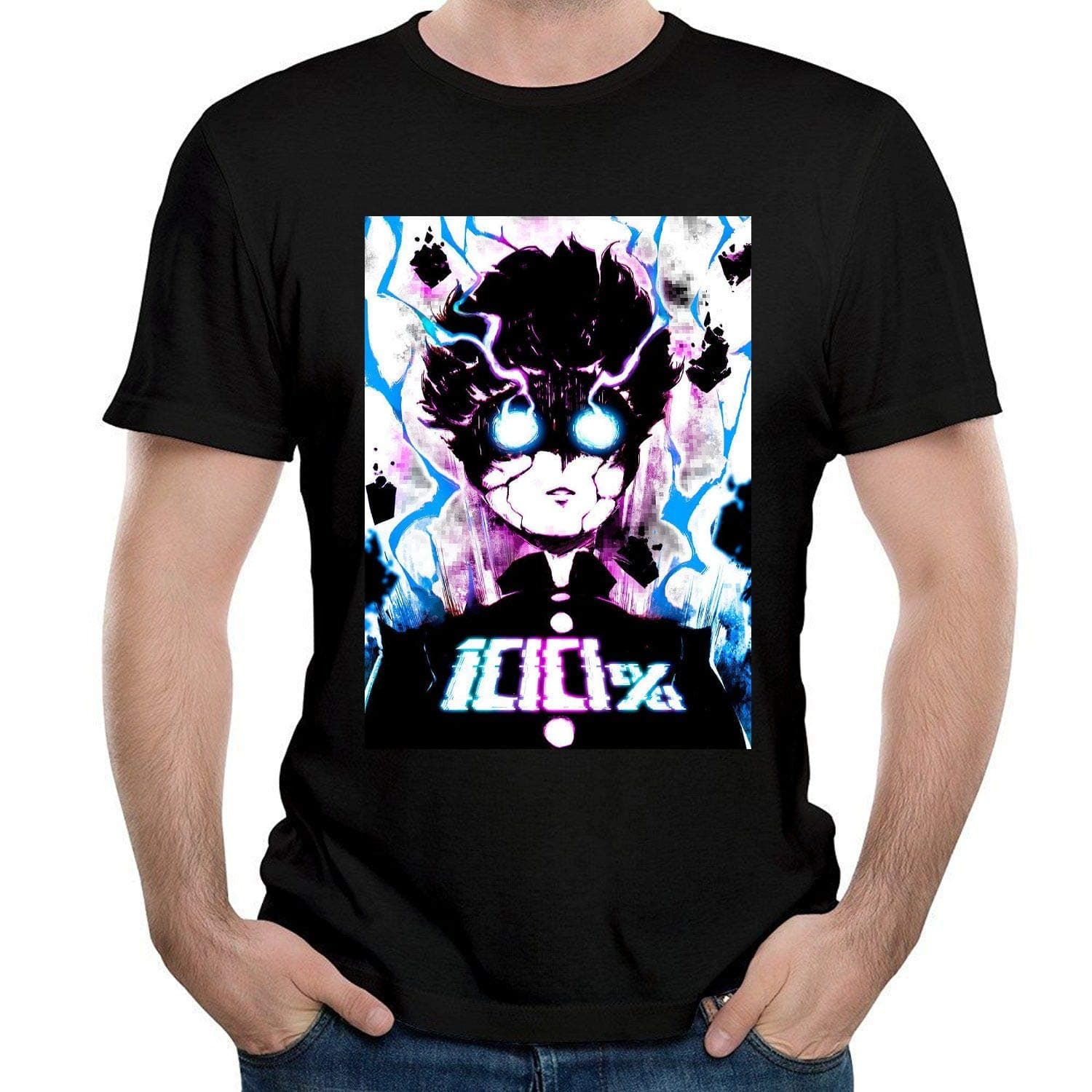 Men's Mob Psycho 100 Short Sleeve T-Shirts,Black,Small