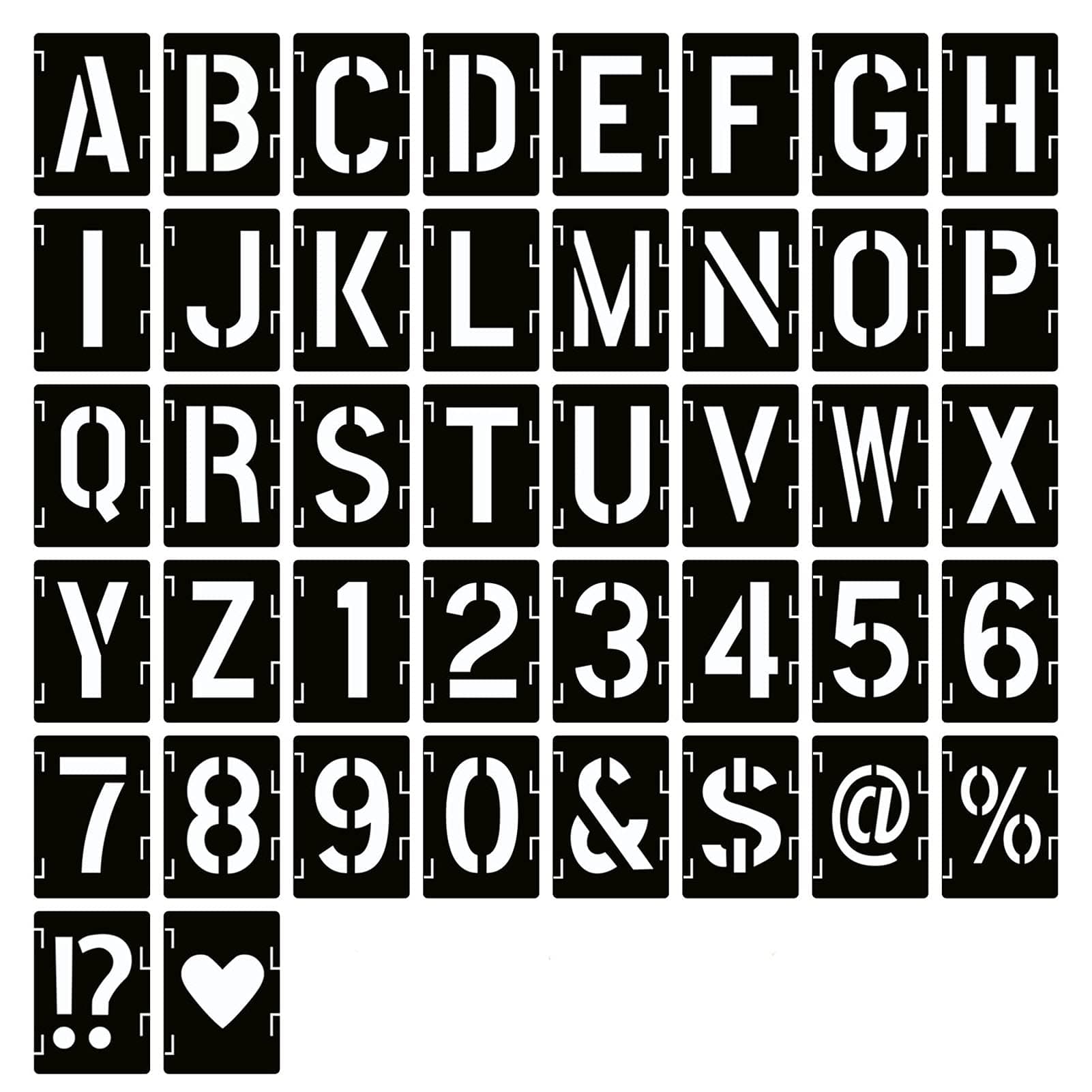1 Inch Letter Stencils Symbol Numbers Craft Stencils, 42 Pcs Reusable Alphabet Templates Interlocking Stencil Kit for Painting on Wood, Wall, Fabric, Rock, Sign, DIY Art Projects (1 inch)