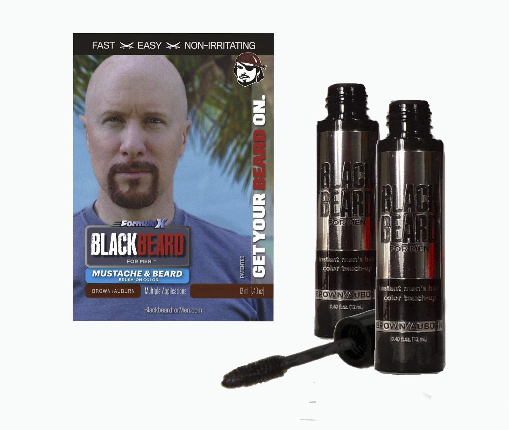 Blackbeard for Men - temporary brush on colour 12ml (0.40oz) Brown/Auburn (Auburn/Brown X2)