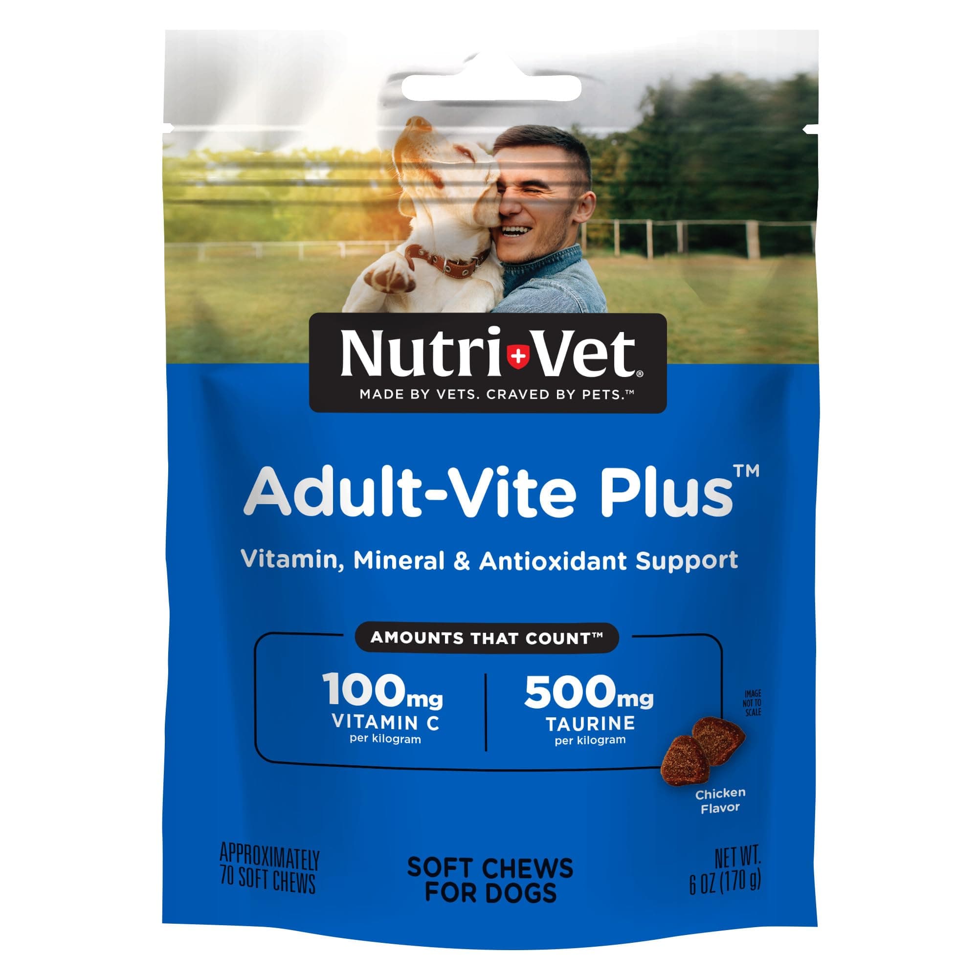 Adult-Vite Plus Dog Multivitamin Soft Chews, Daily Dog Supplement with Vitamins Minerals and Antioxidants, Supports Skin, Immune, Joint, and Gut Health, Tasty Chicken Flavor, 70 Count