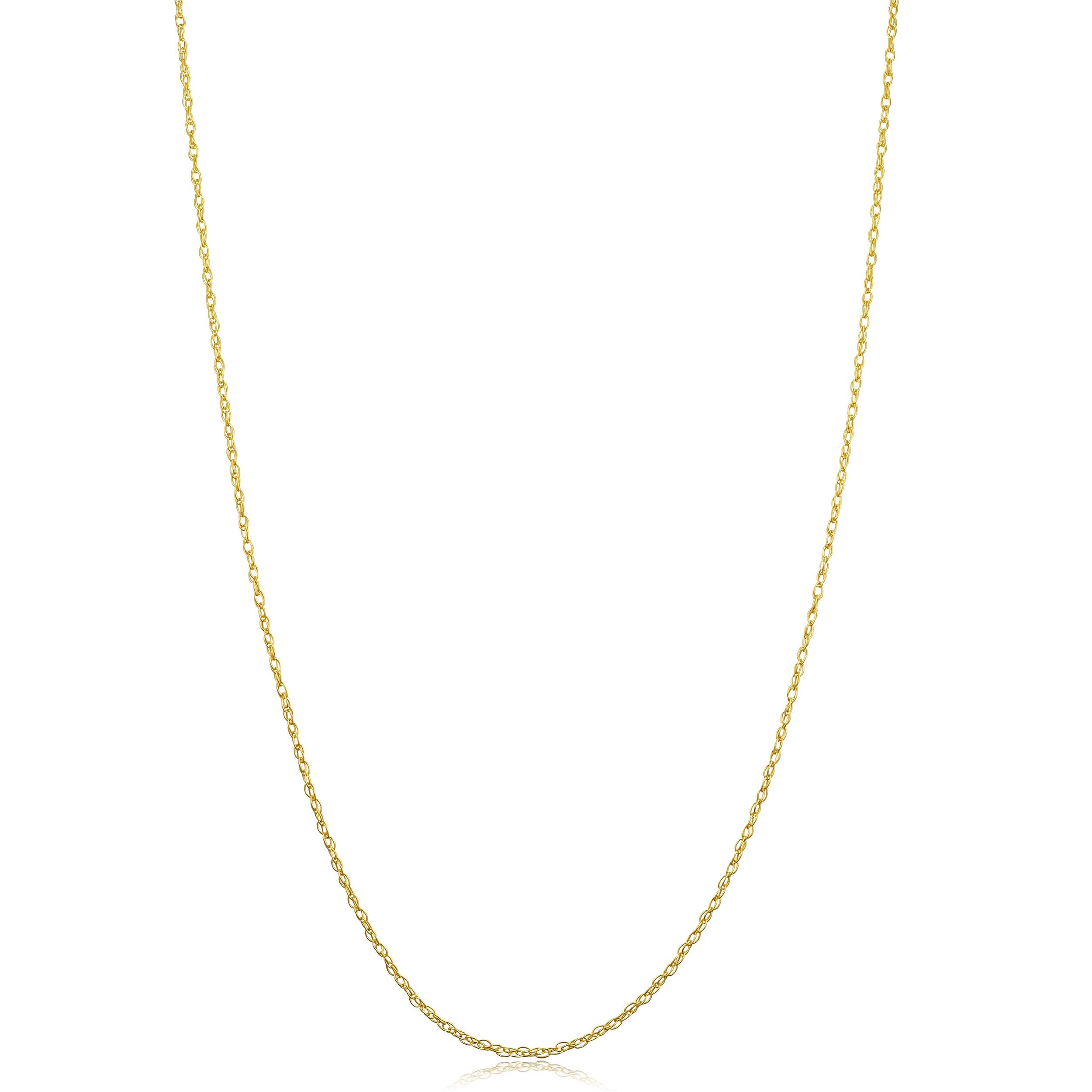 Kooljewelry Real 14k Yellow Gold Rope Chain Pendant Necklace for Women (0.7 mm, 0.9 mm, 1 mm, 1.3 mm, or 1.5 mm)