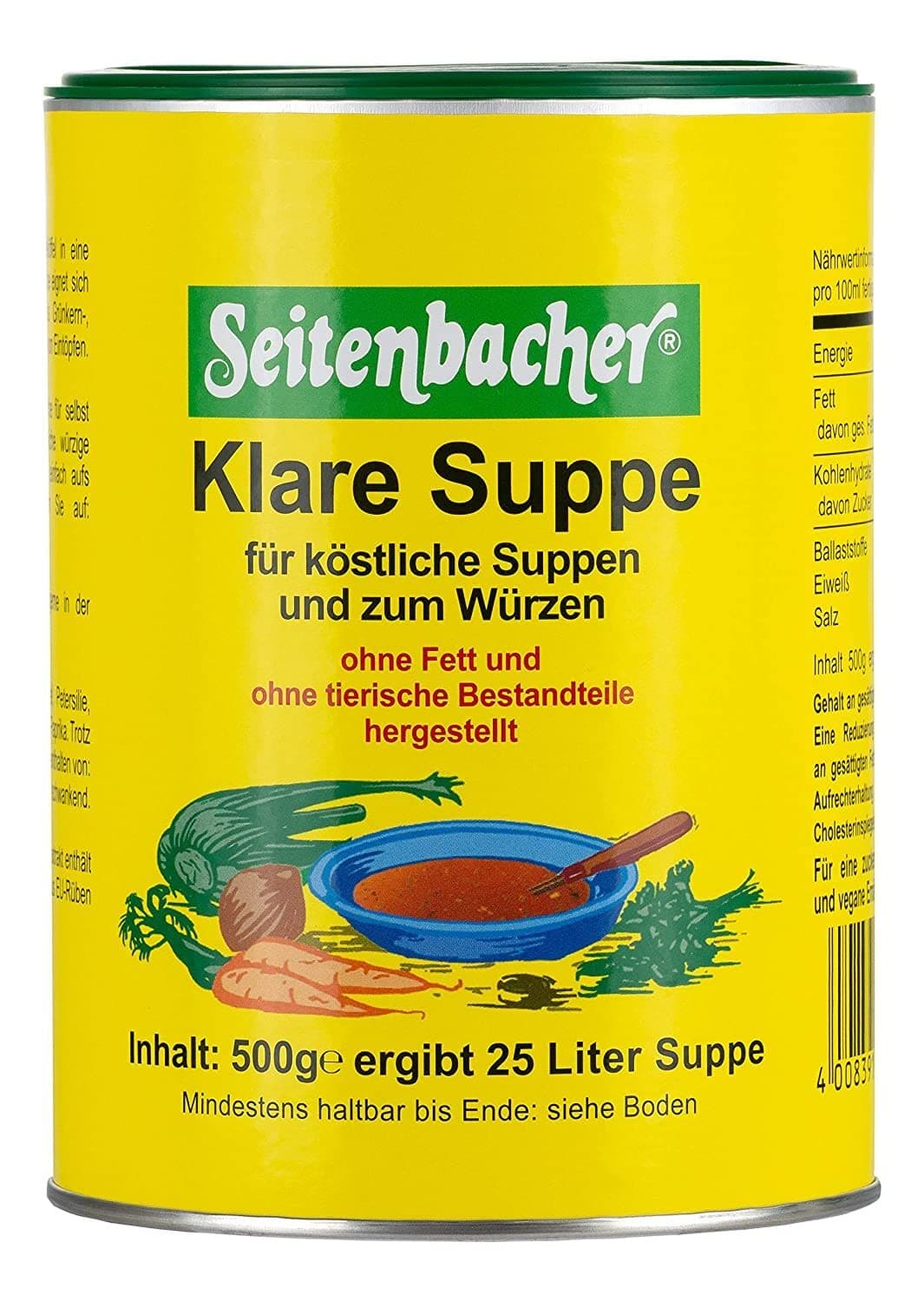 Seitenbacher Klare Suppe ohne Fett (Vegetable Broth and Seasoning), 1er Pack (1 x 500 g)