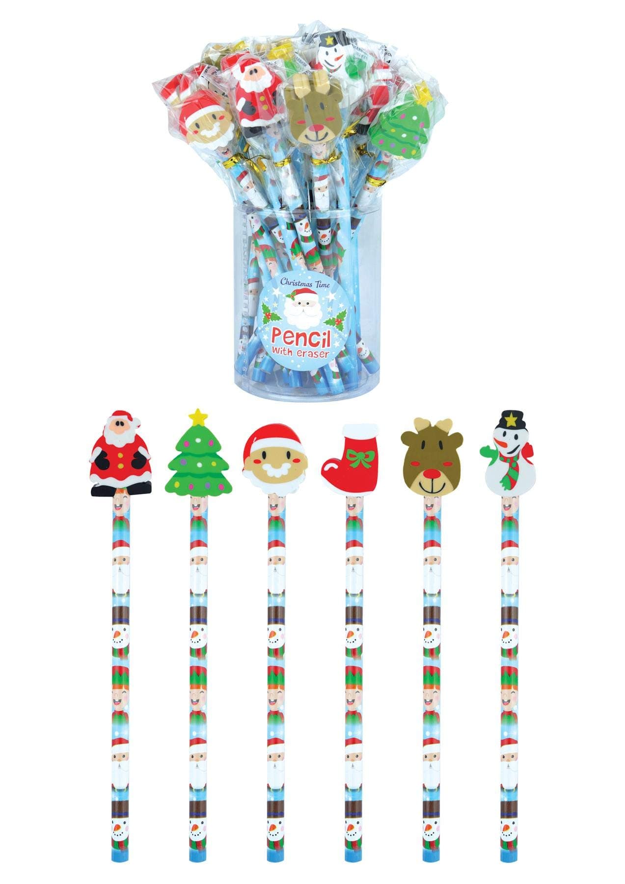 Christmas Pencil with Eraser - Pack of 30