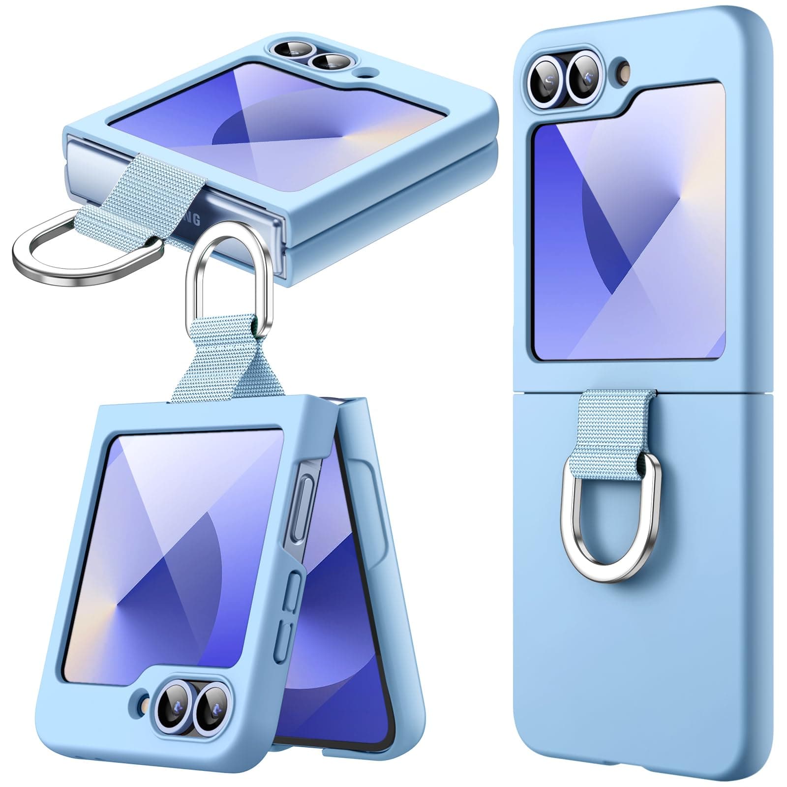 JETech Case for Galaxy Z Flip7FE 2025 / Z Flip 6 2024 with Ring, Hard PC Slim Shockproof Anti-Scratch Protective Phone Cover (Blue)