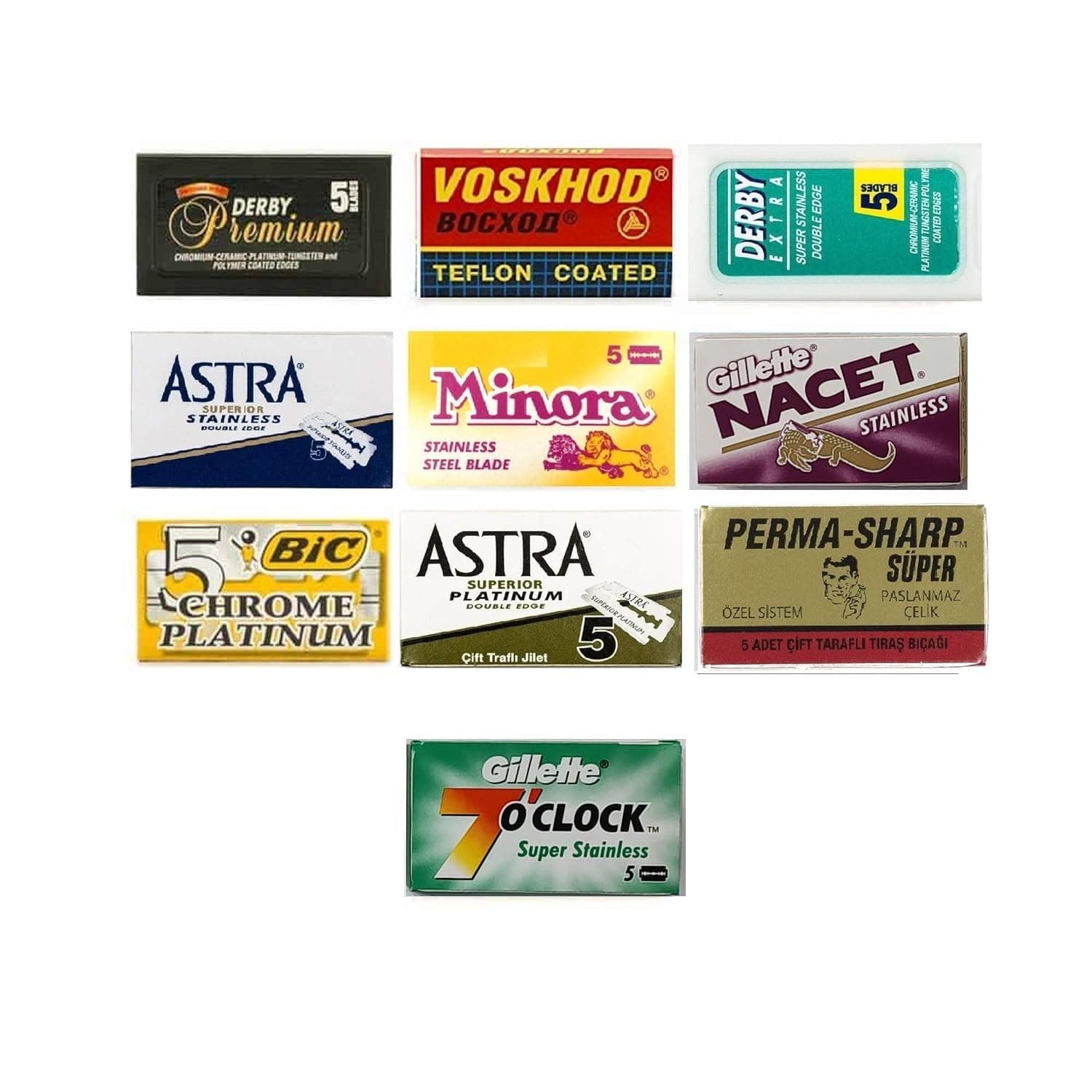 50 BEST Double Edge FEATHER ASTRA NACET BIC SHARK