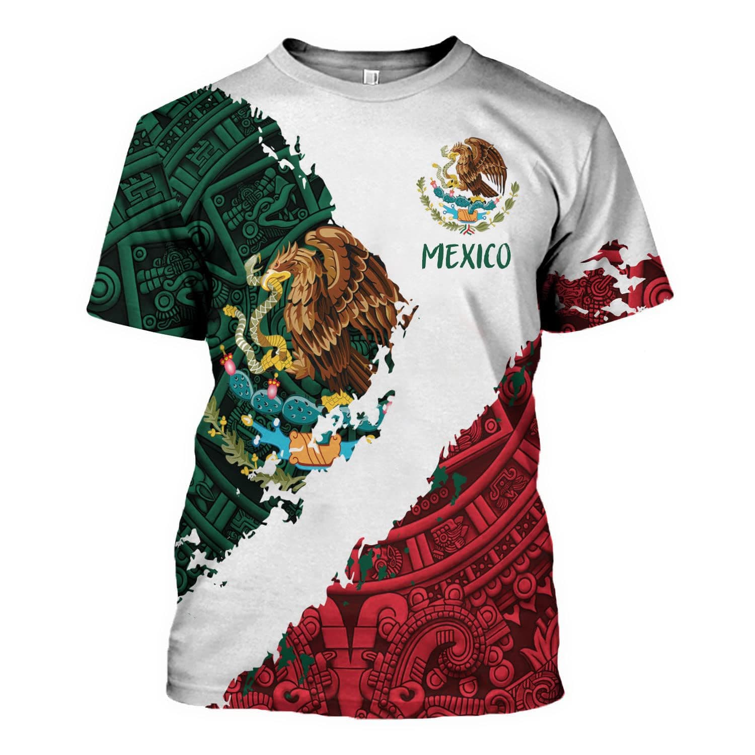 FAYBAAztec Mexican Shirts Short Sleeves Summer Mexico Shirt Unisex 3D Shirts