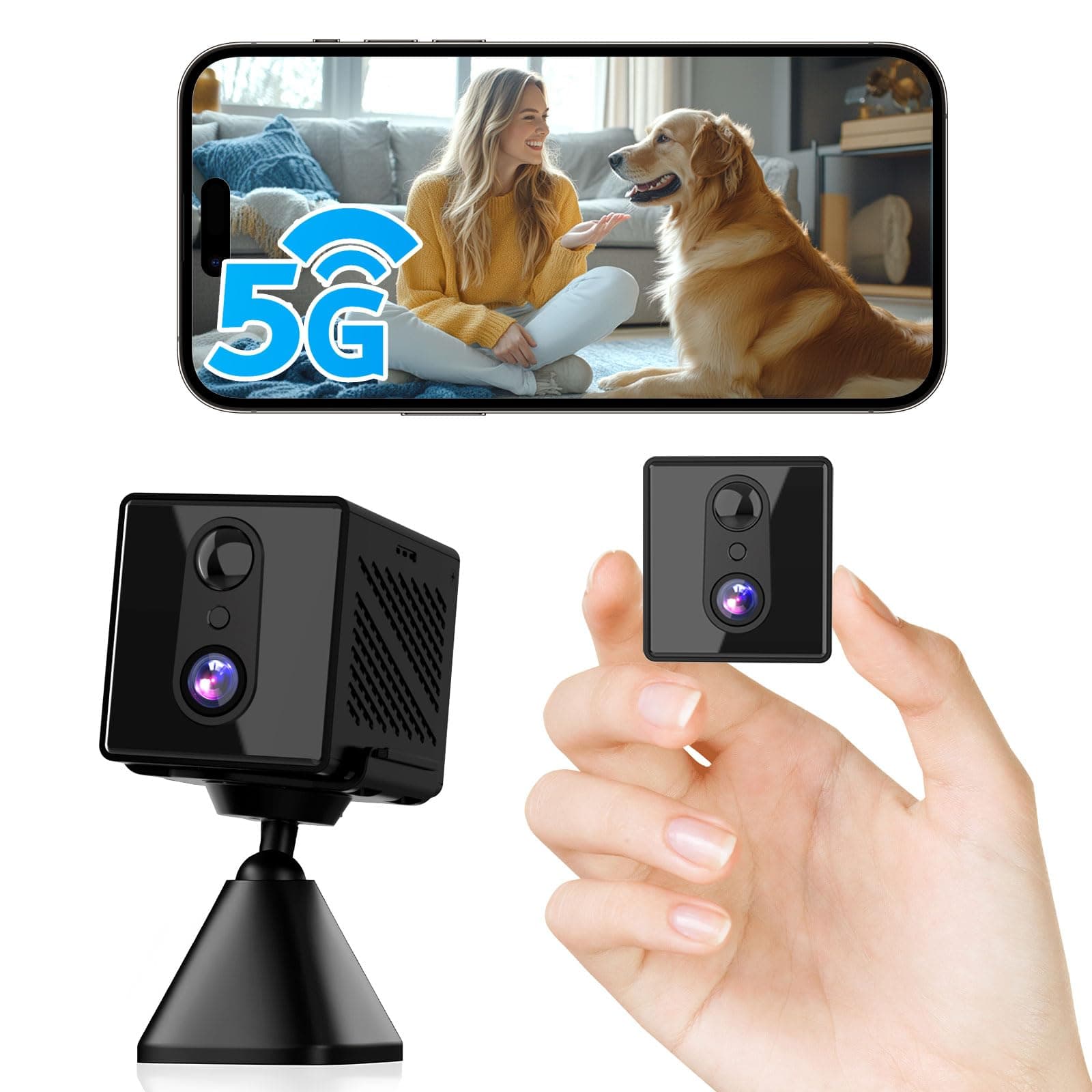 - 2026 Enhanced 5GHz WiFi Hidden Spy Camera, 4K Wireless Indoor Security Cam, Free Cloud Surveillance Nanny Cam, Pet & Car Camera with Longer Battery Life(APP:O-KAM Pro)