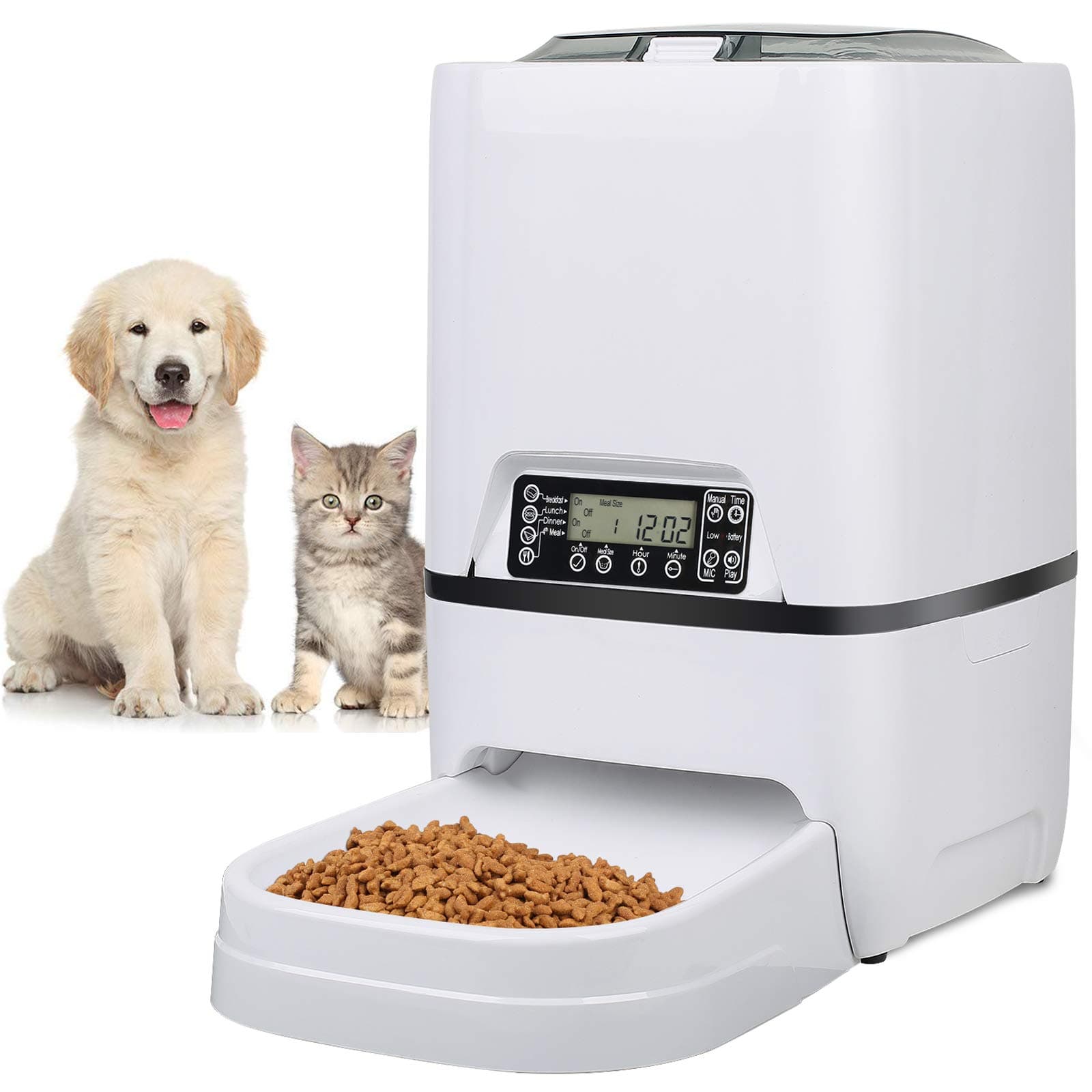 GOHIKING Automatic pet feeder for Cats Dogs, 6.5L Auto Food Dispenser With Features Portion Control,Time Programmable,LCD Display & Voice Recording