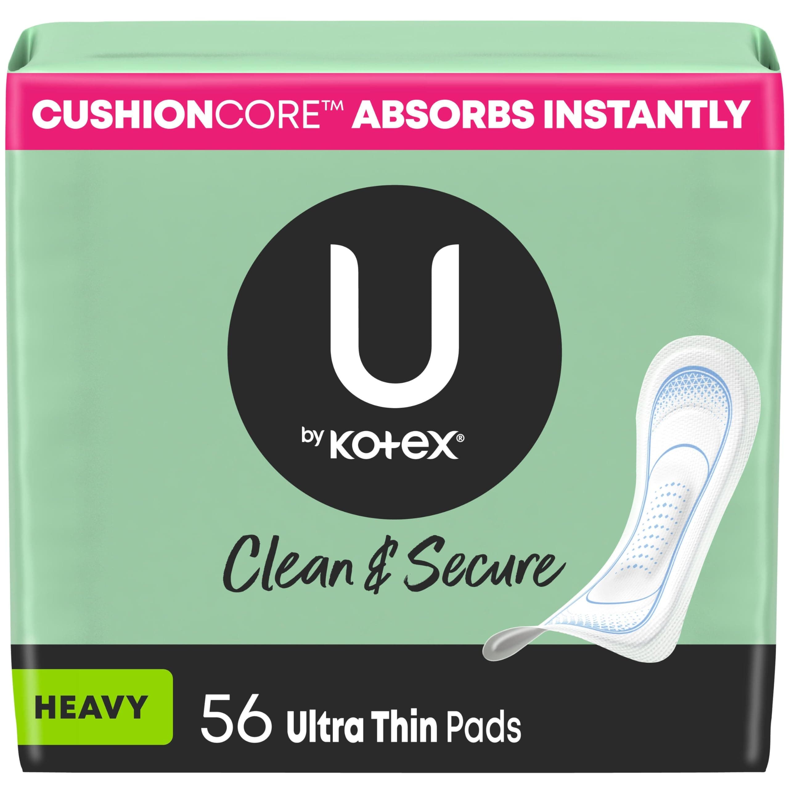 Clean & Secure Ultra Thin Pads, Heavy Absorbency, 56 Count (Packaging May Vary)