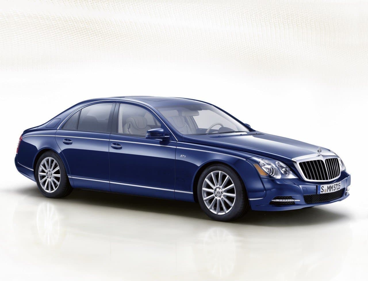 Maybach 57 S Car Art Poster Print on 10 mil Archival Satin Paper Blue Front Side Studio View 24"x18"