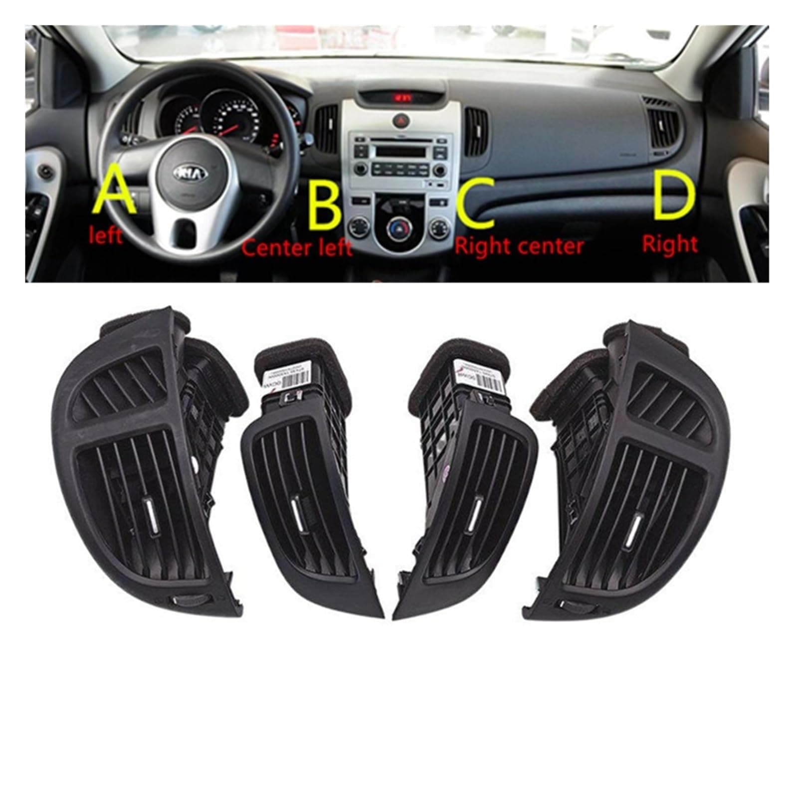 車 LHD フロントダッシュボード エアコンコンセント A/C エアベント、Kia Forte Cerato Koup 2008 2009 2010 2011 2012 2013に対応 (中央左)