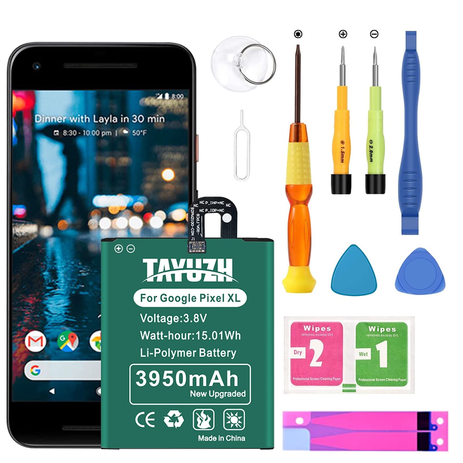 TAYUZH [3950mAh] Google Pixel 4XL Battery Upgraded Li-Polymer Battery Replacement for Google Pixel 4XL G020J-B with Repair Replacement Kit Tools