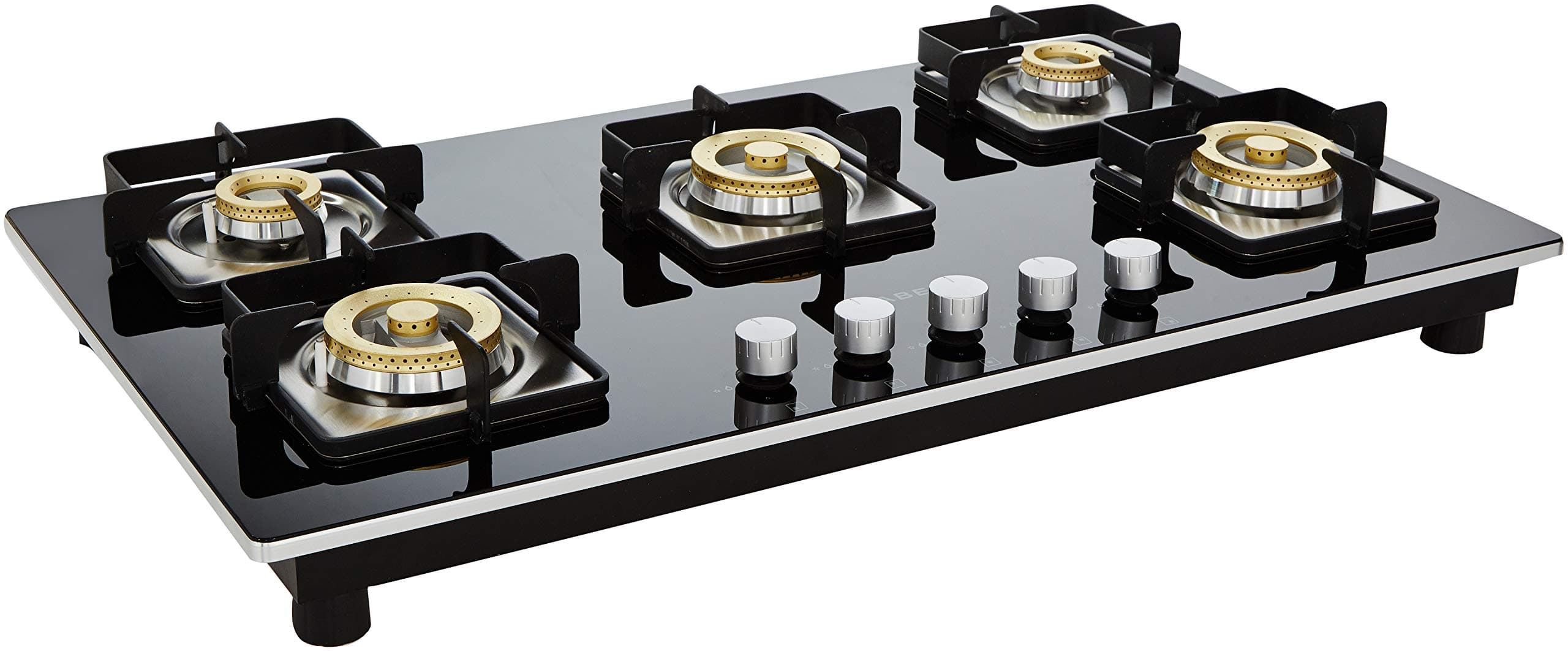 Faber Stainless Steel 5 Burner Gas Stove, Black Open