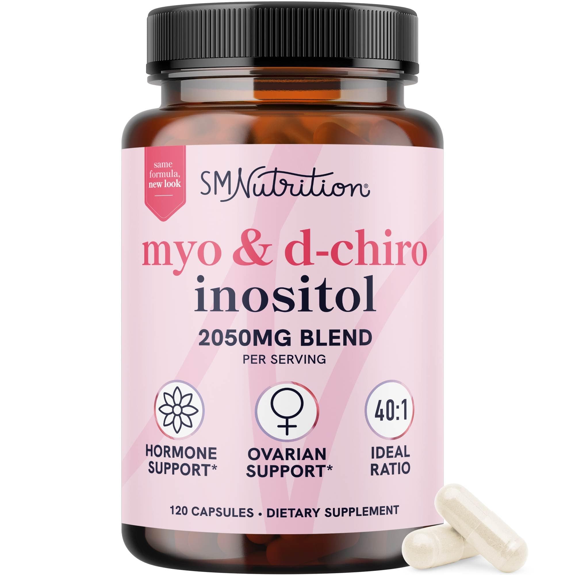 Myo-Inositol & D-Chiro Inositol for Hormone Balance for Women | Fertility, Ovarian Health & Cycle Support | Ideal 40:1 Ratio, Myoinositol 2000mg & D Chiro 50mg | Ovarian Support Vitamins | 120 Ct.