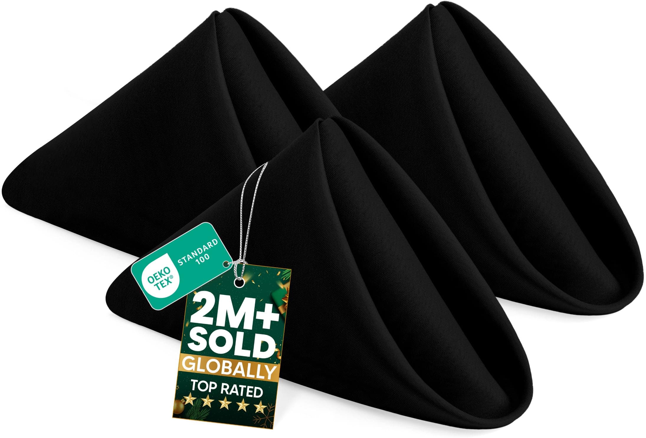 Black Cloth Napkins (12 Pack, 20x20 Inches), Ideal Dinner Napkins for Party, Wedding and Lunch/Dinner