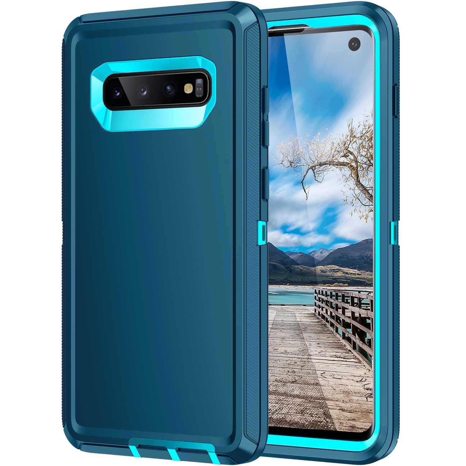 for Galaxy S10 Case,[Without Screen Protector] Heavy Duty Shockproof Dust/Drop Poof 3 Layers Full Bady Protection Rugged Cover for Galaxy S10 6.1",Turquoise