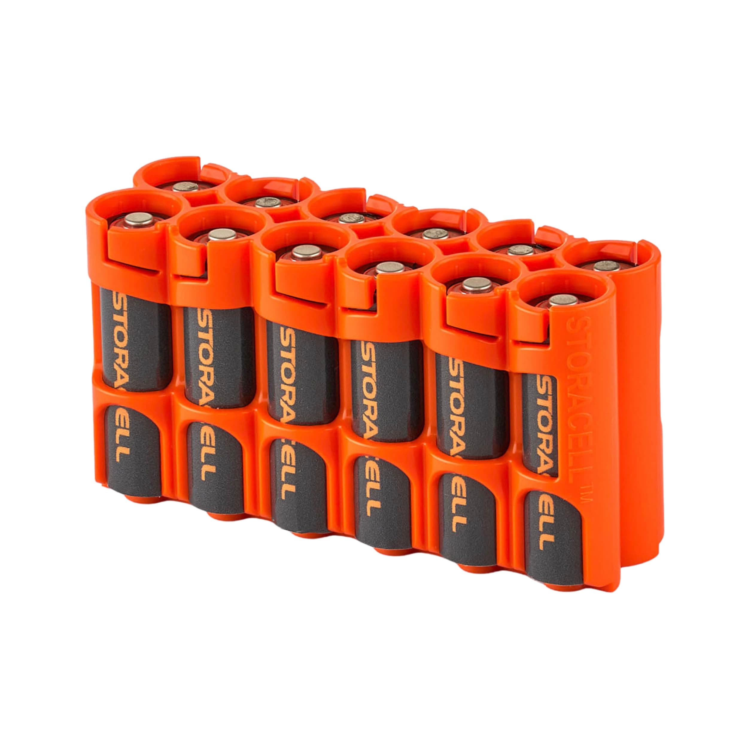 Storacell AA Battery Storage Caddy, Orange, Holds 12 Batteries (Not included)