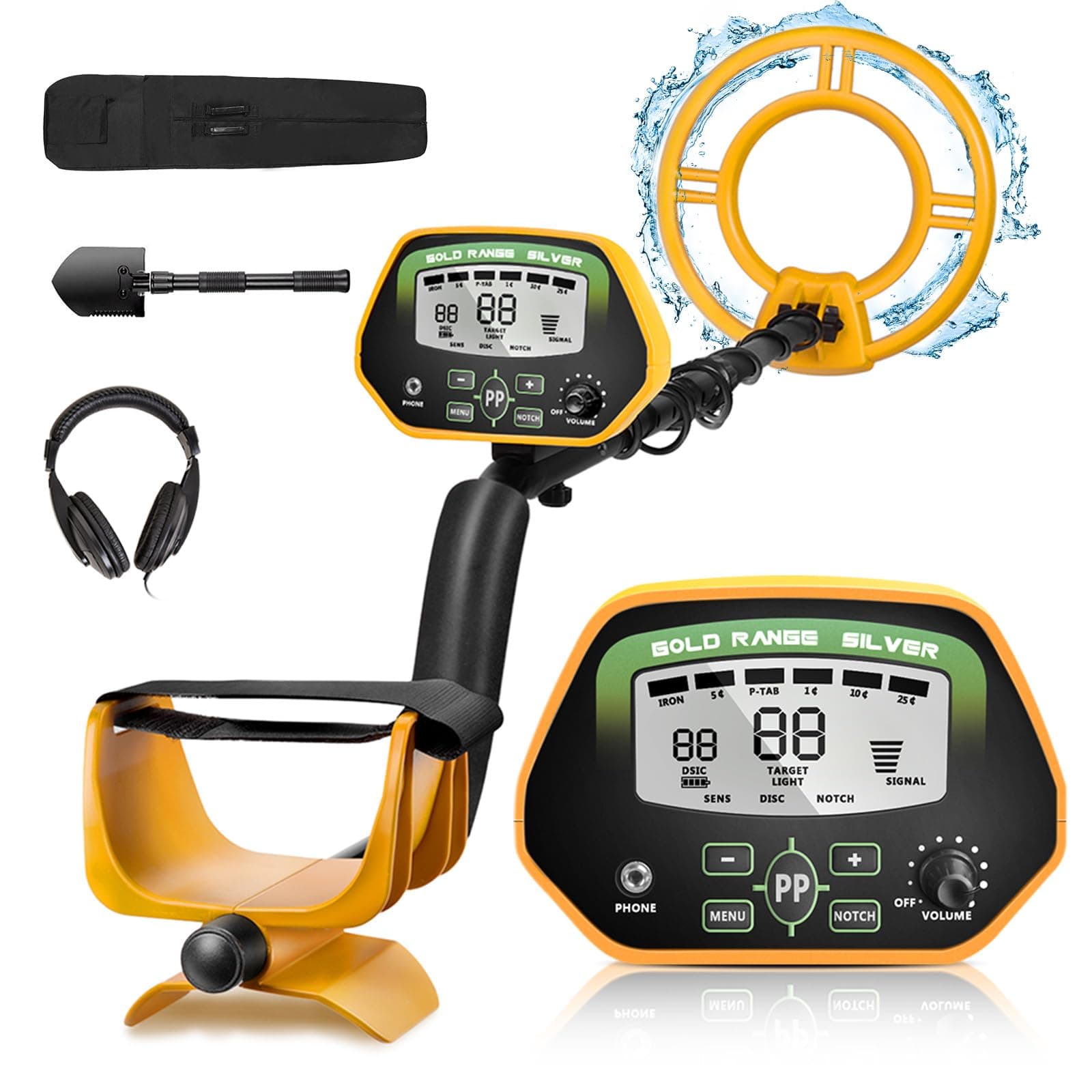 Metal Detectors for Adults - Professional Gold Detector for Treasure Hunt, IP68 Waterproof 10" Search Coil, Higher Accuracy with Stong Modes, Adjustable LCD Display with Headphones
