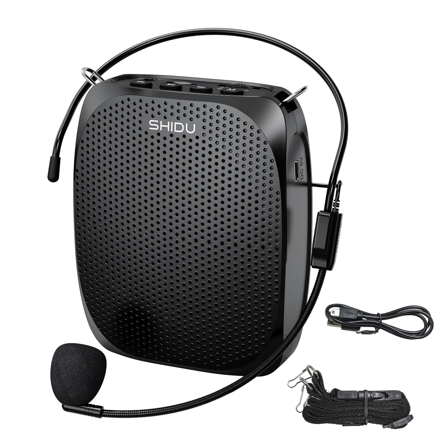 SHIDU Portable Voice Amplifier Personal Speaker Microphone Headset Rechargeable Mini Pa System for Teachers Tour Guides Coaches Classroom Singing Yoga Fitness Instructors