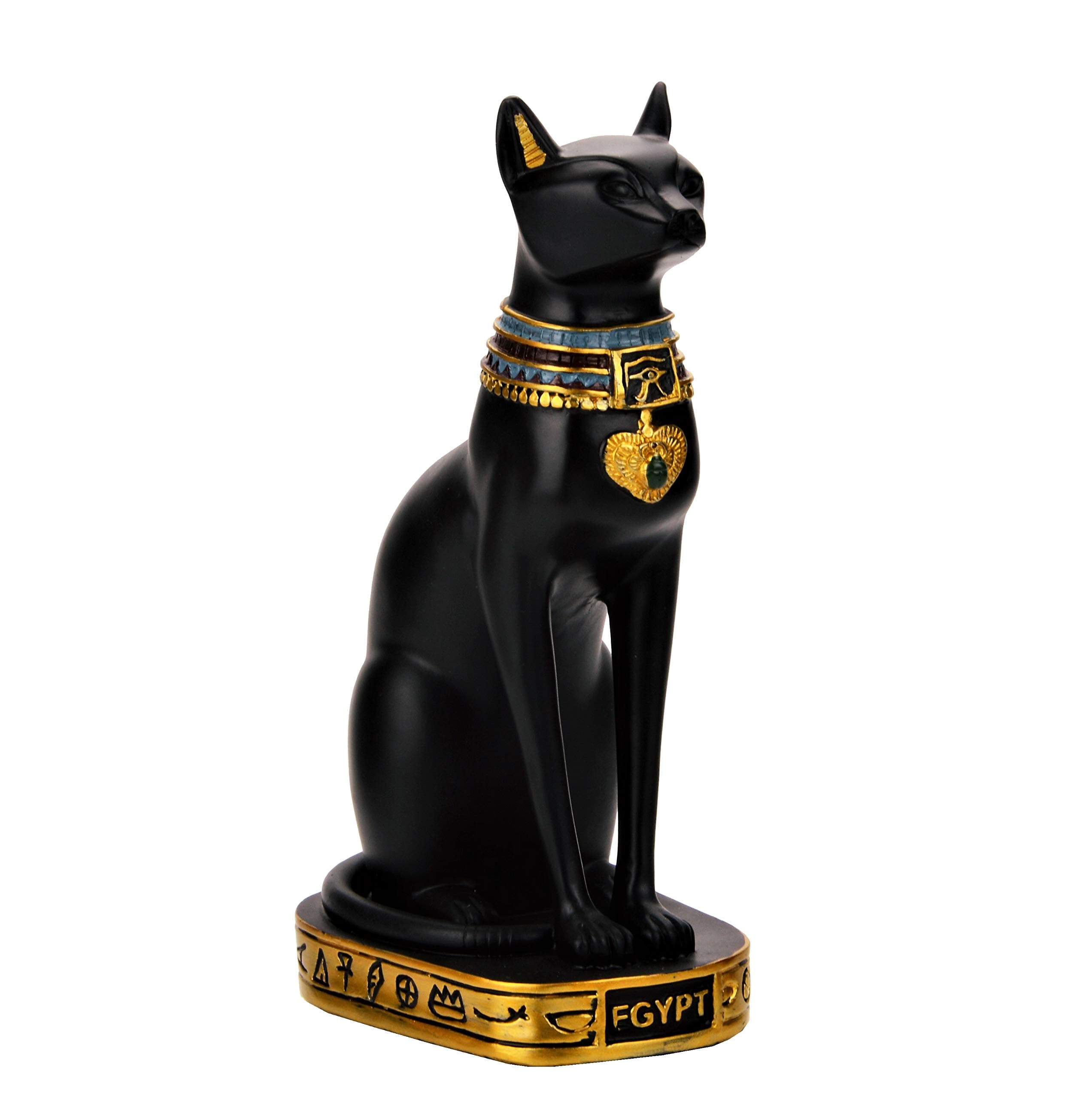 NileCart Egyptian Bastet Collectible Figurine The Black Cat Goddess Statue - Handmade in Egypt (Large 7.5 inches Tall)