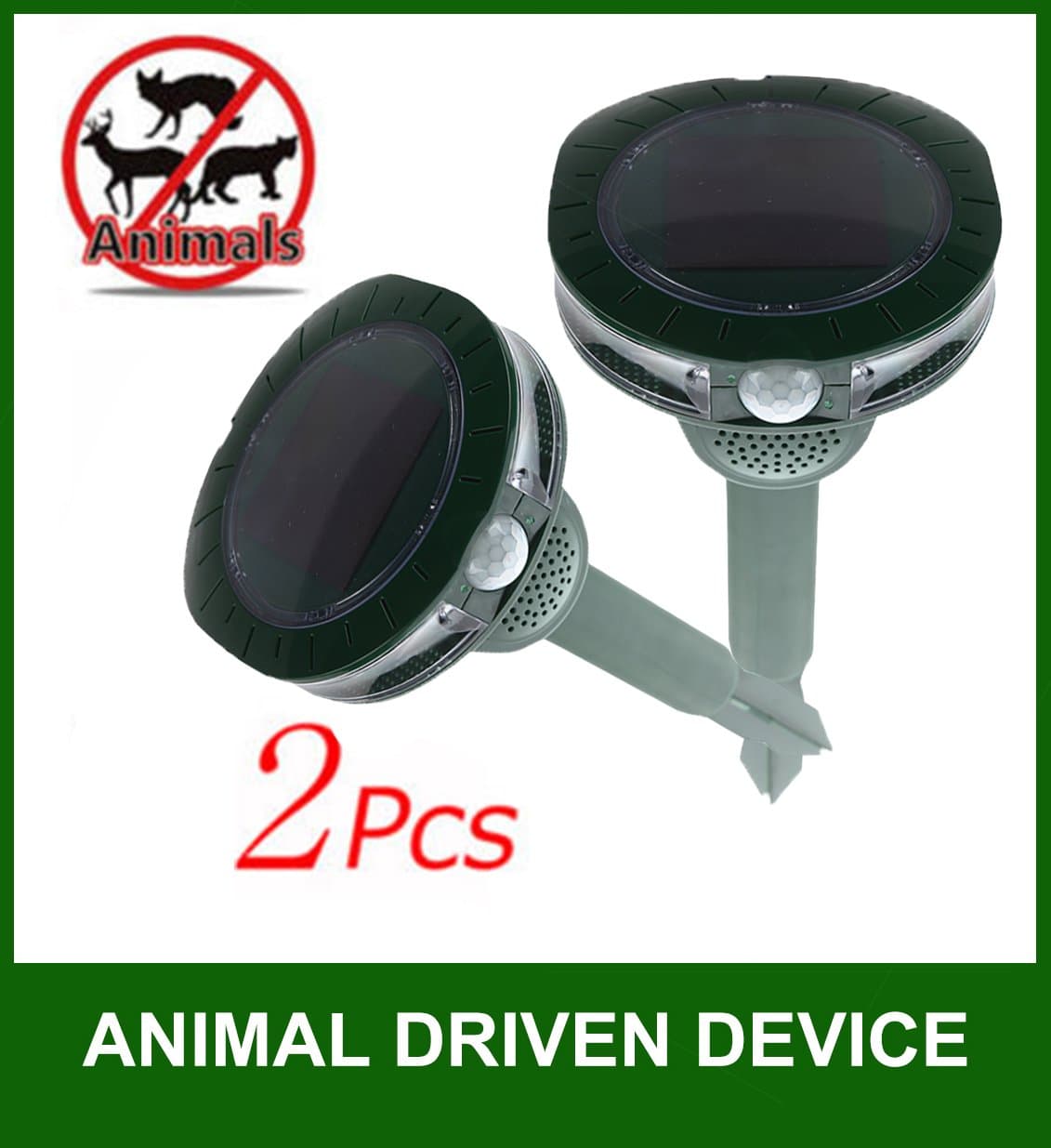 ACTNOW Solar Large Animal Repeller Cat Dog Squirrel Repeller Outdoor Ultrasonic Animal Repeller Fox Deer Rodent Pest Repellent with waterproof IP44 PIR Sensor for Farm Yard Garden(2 pack)