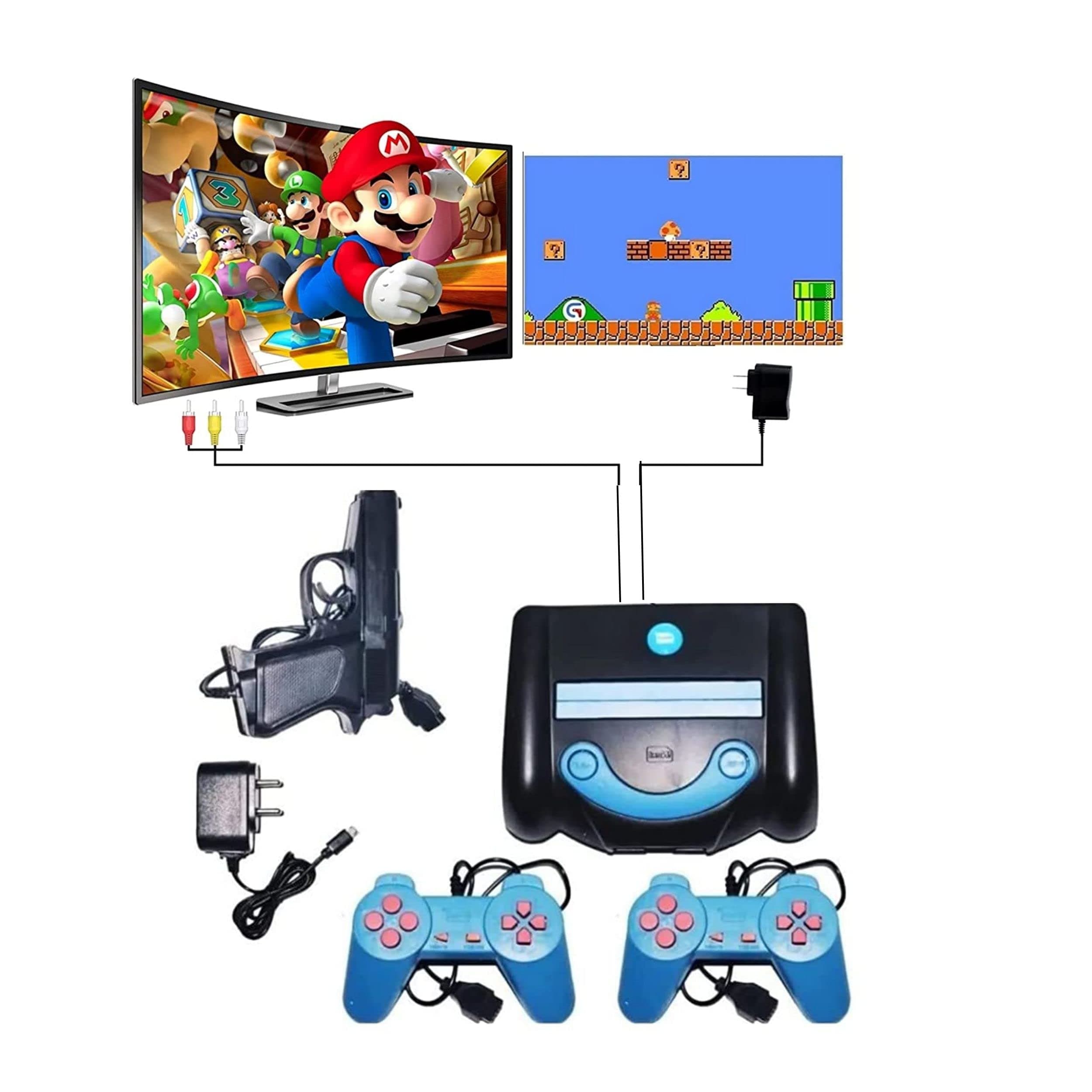 (HOT Summer with 15 Years Warranty) Trendy 8 Bit LCD Plug Tv Video Gaming Console with Classic Inbuilt Game Like Super Mario Bros, Contra, Double Dragon 2, Duck Hunt, F1 Race