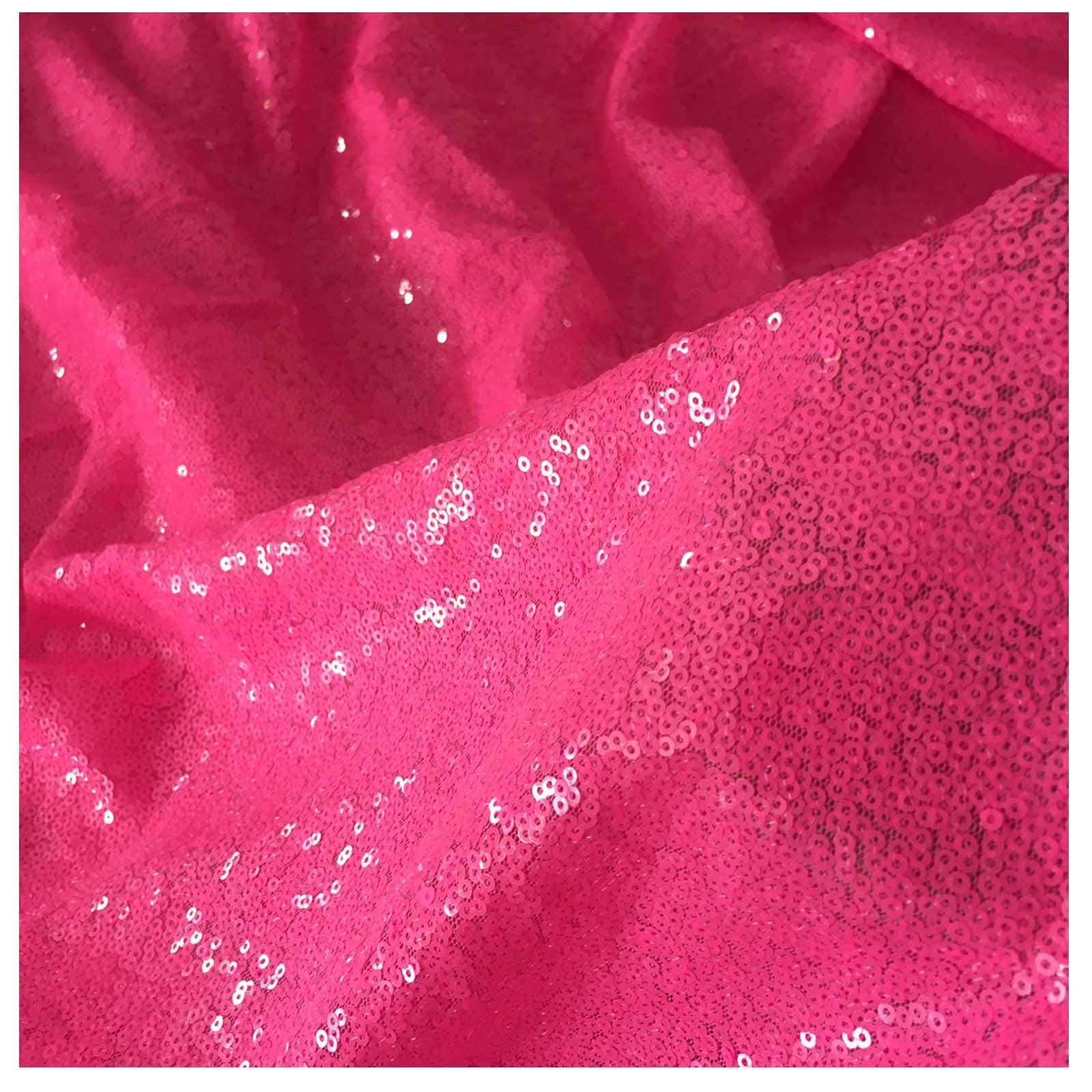 Neon Pink Sewing Sequin Fabric Sequin Lace Fabric Sold by The Yard for Costumes Sequin Knit Fabric, Tablecloth, Table Runner, Sequin Backdrop Wedding Dress Decorations(1 Yard) (Neon Pink, 1 Yard)