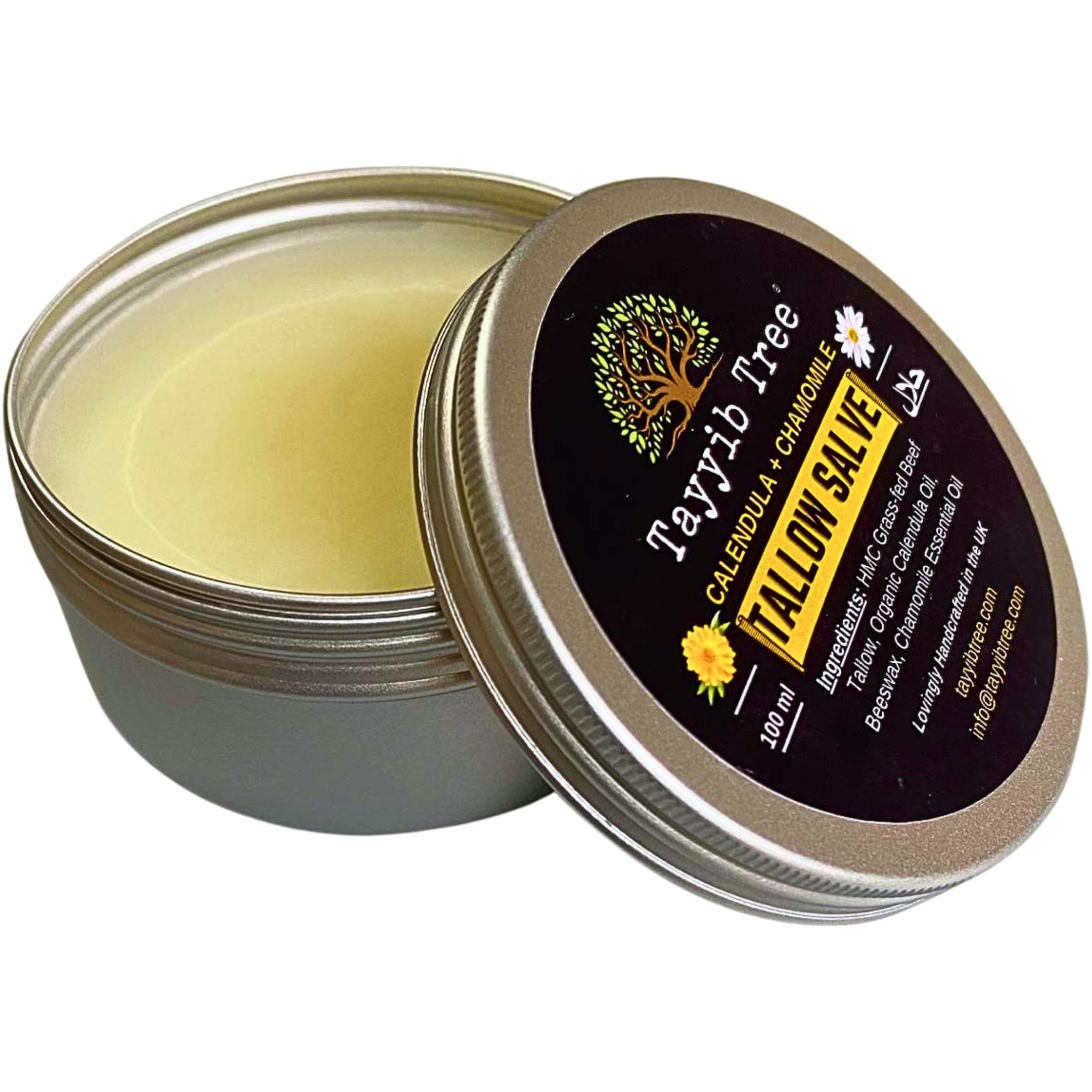 Handmade Tallow Salve With Calendula and Chamomile - For Relief of Eczema, Psoriasis, Nappy Rashes, Heat Rashes, Scars - 100ml