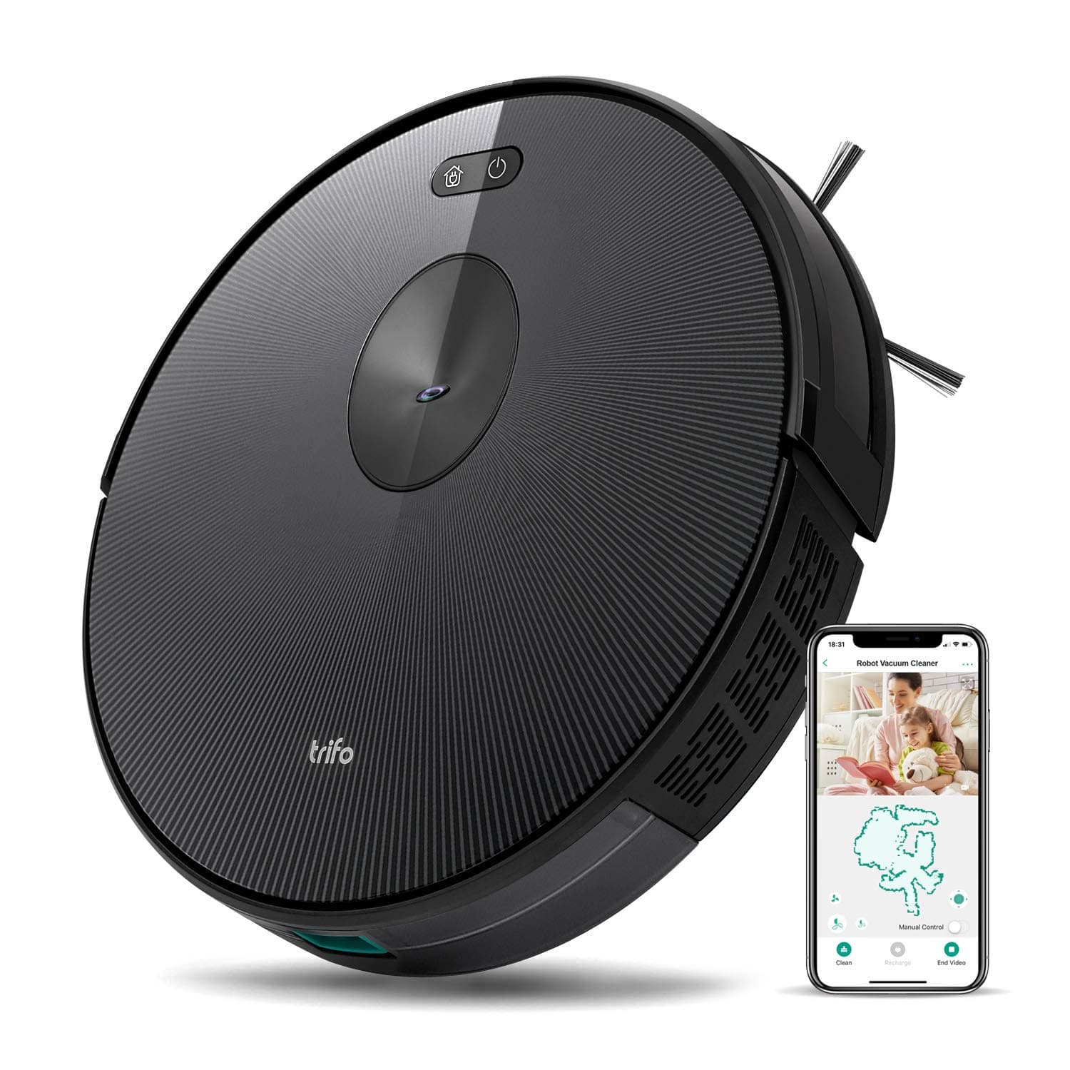 TRIFO Ironpie h6 Powerful Cordless Robot Vacuum Cleaner with Camera Navigation, App Manual Control & Self Charging - Black