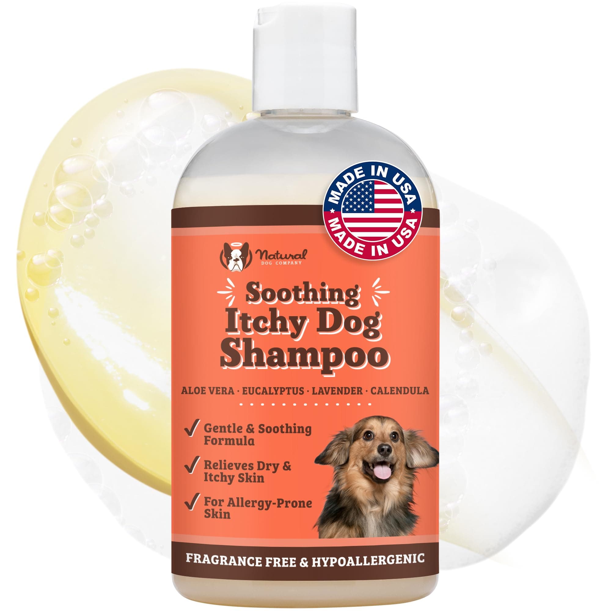 Itchy Dog Shampoo for Allergies and Itching, Cleans, Hydrates and Relieves Discomfort from Dry Irritated Skin, Hypoallergenic, All Natural Ingredients, 12oz Bottle