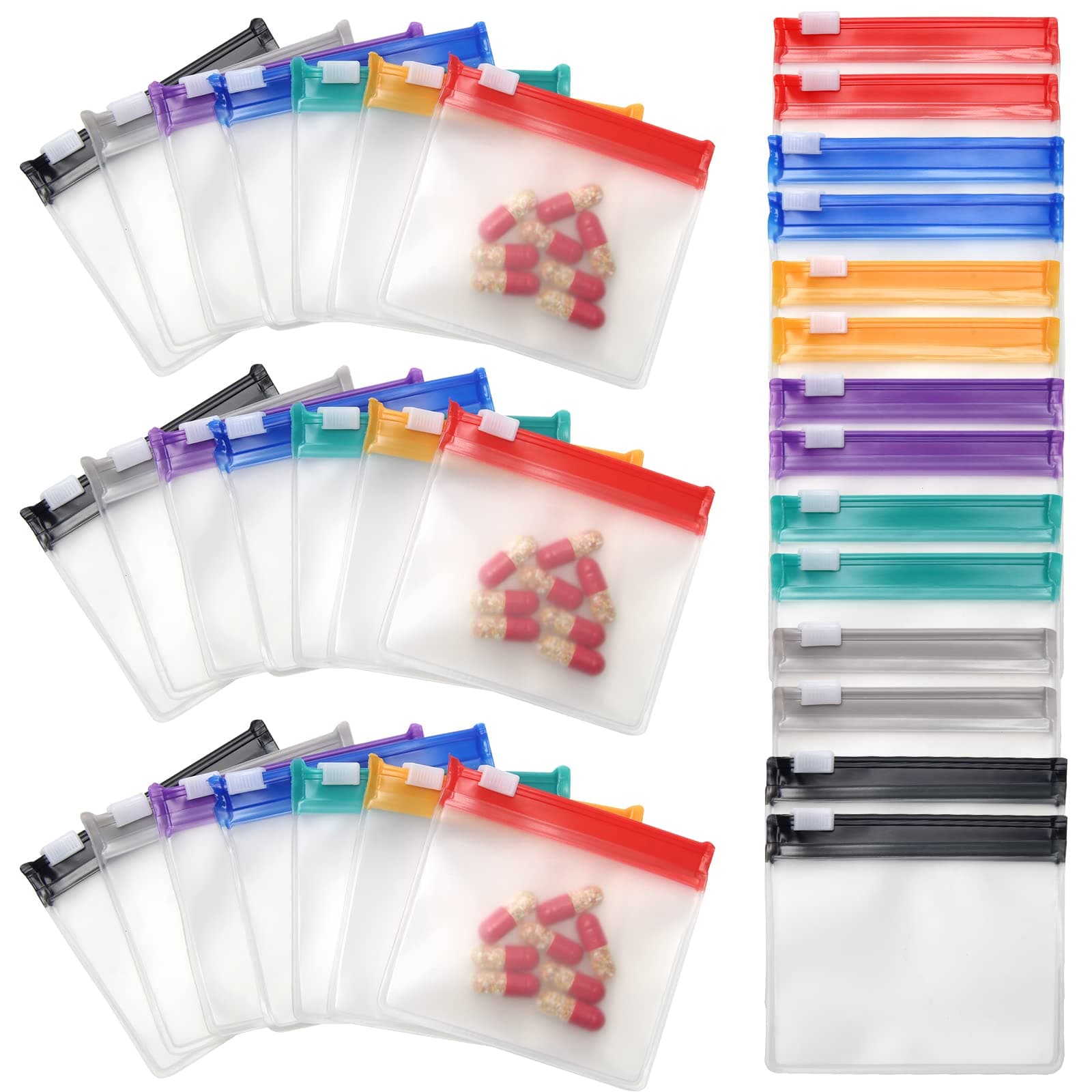 35&70 Pieces Pill Pouch Bags Zippered, Anglecai Reusable Pill Pouch for Medicine Bags Portable Self Sealing Travel Medicine Packets with Slide Lock Drug Baggies (35)