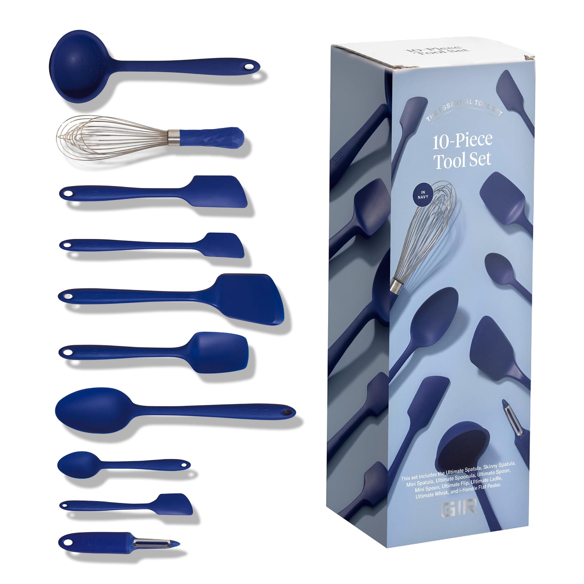 - GIR: Get It Right 10-Piece Silicone Ultimate Kitchen Utensil Set – Spatulas, Ladle, Flip, Spoons, Whisk, Peeler & Spoonula – Nonstick, Non-Toxic, Heat-Resistant – Navy