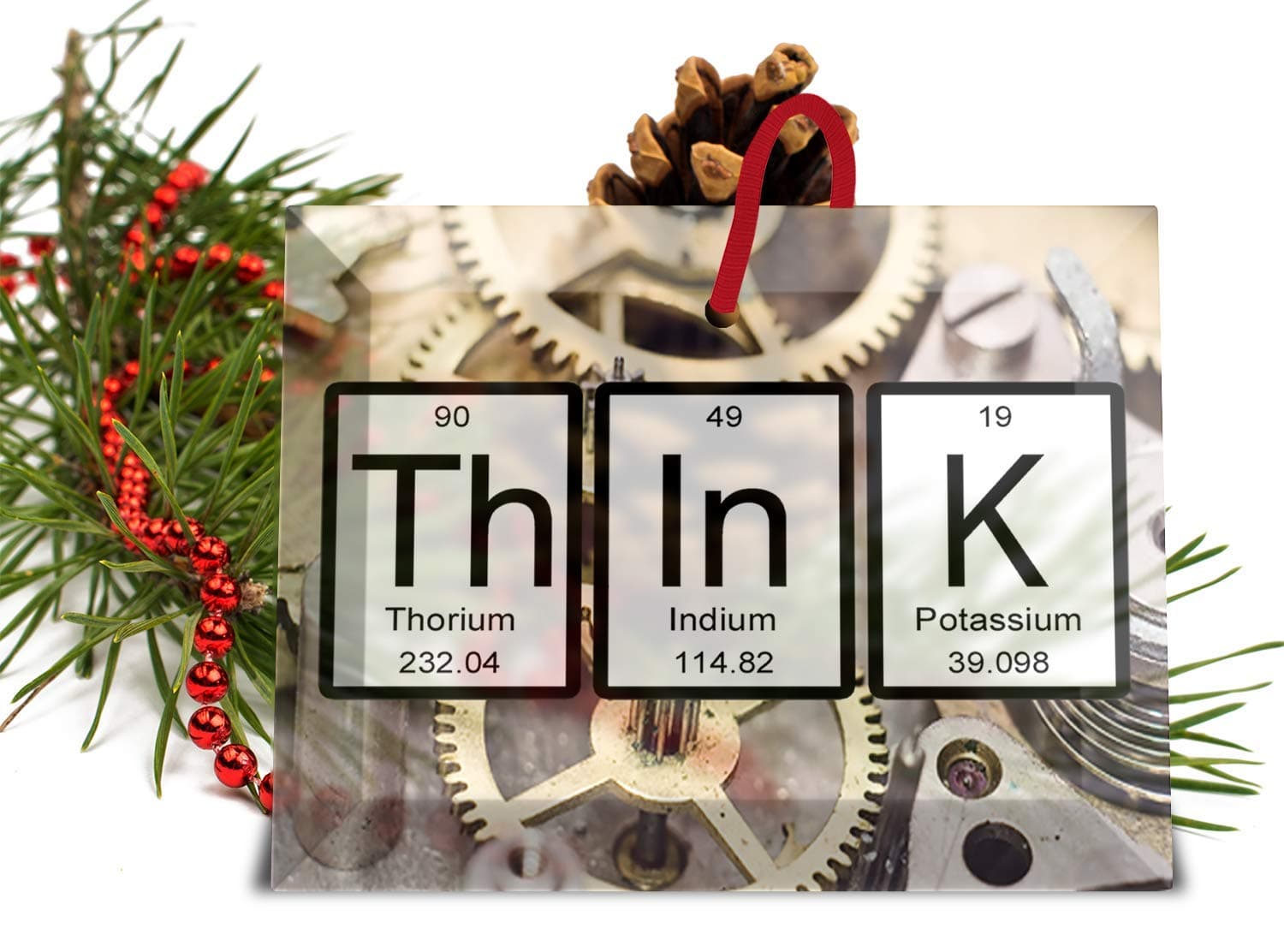 Neurons Not IncludedThink Periodic Table of Elements Glass Christmas Ornament