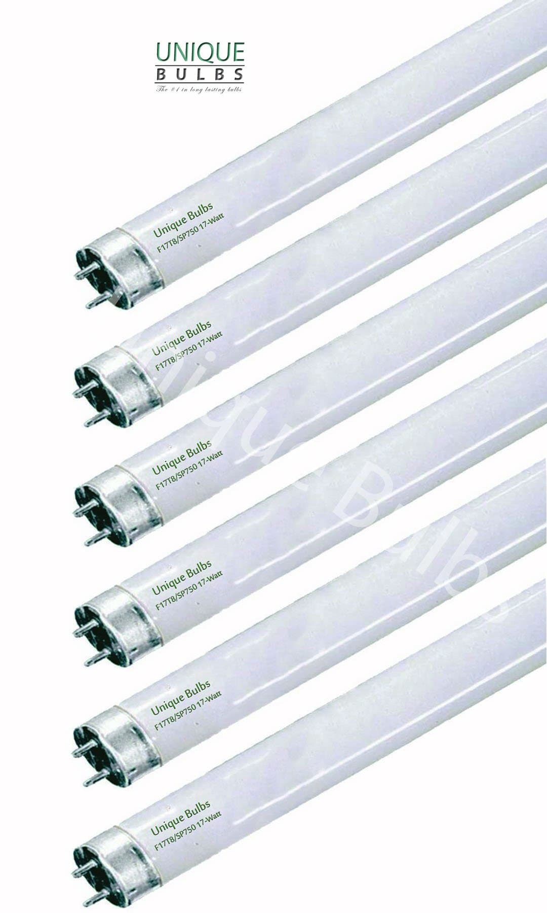 (Pack of 6) F17T8/750 24' 17 Watt Straight T8 Fluorescent Tube Light Bulb