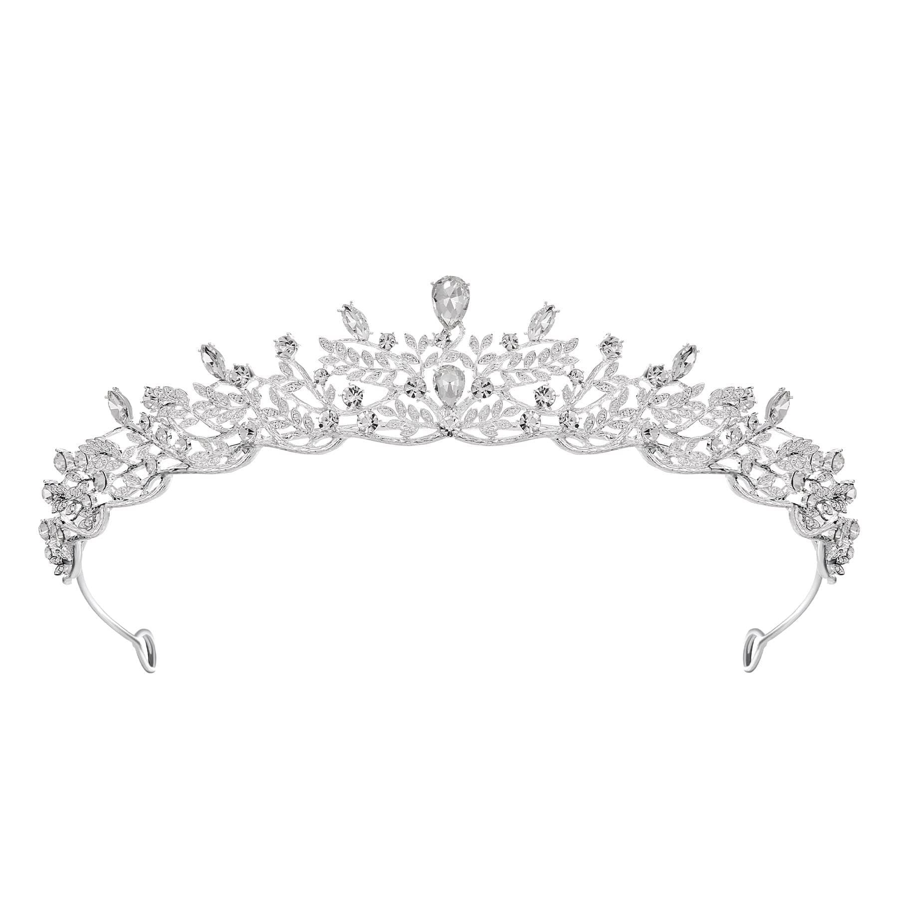 Silver Tiara Crown for Women,Princess Tiaras for Girls,Crystal Retro Hair Accessories for Wedding Birthday Prom Pageant Quinceanera