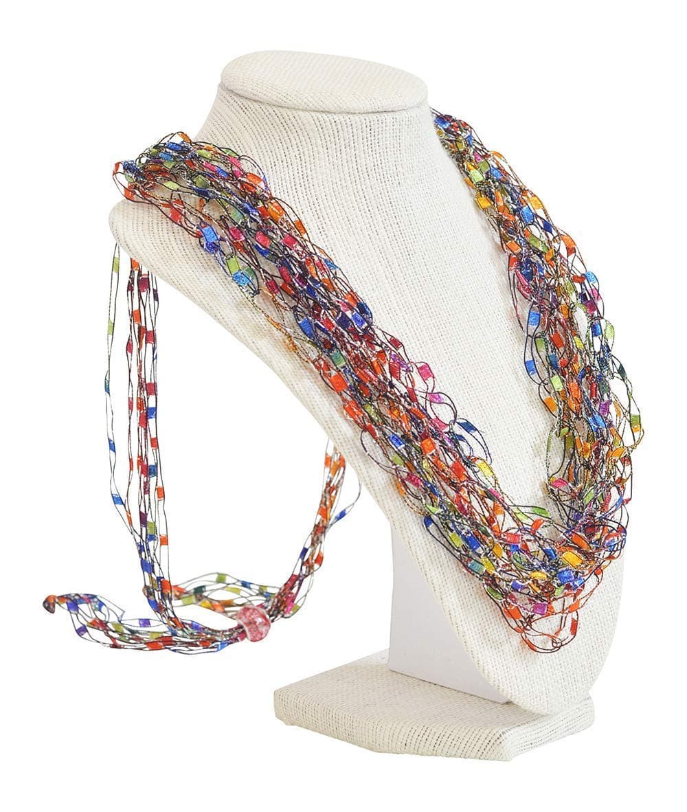 Adjustable Soft LIGHTWEIGHT Crochet Necklace Scarf- Multicolor Rainbow Balloons