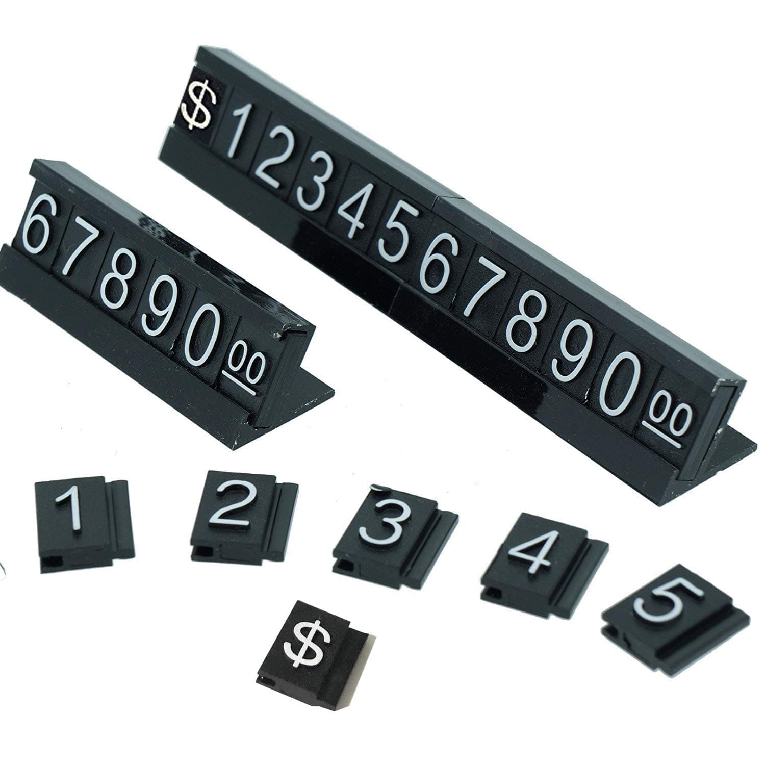 Price Tag Adjustable Counter Stand Label Metal Sale Price Display Stand 16 Sets (Black)